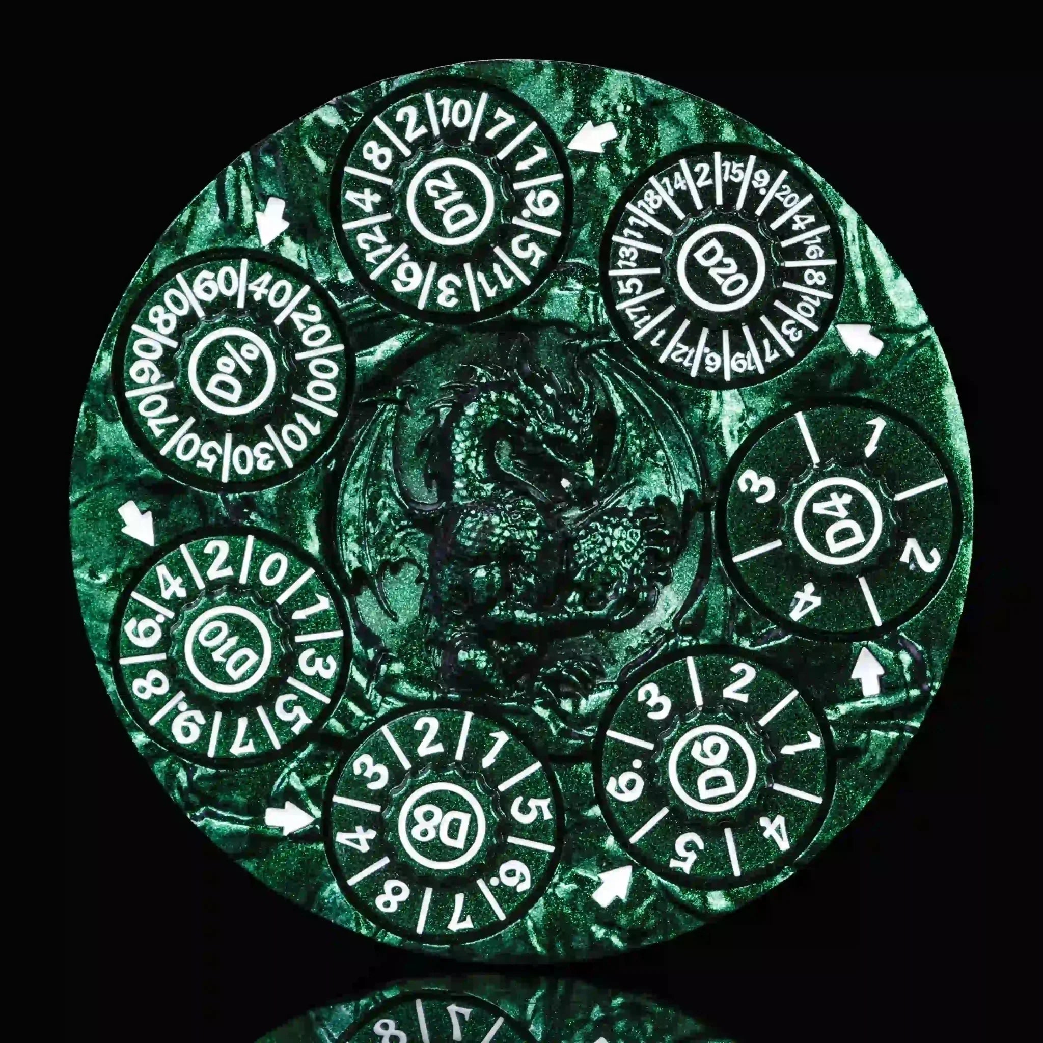 Unique Dice Spinner: 7-in-1 Metal 3D Relief Dragon DND Roulette Dice Spinner