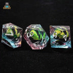 Green Dragon's Eye Kernel - Silver Font Resin 10 Sided Dice (D10 Dice)