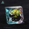 Green Dragon's Eye Kernel - Silver Font Resin 10 Sided Dice (D10 Dice)