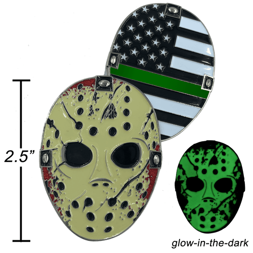 A-009 Thin Green Line Jason Voorhees Goalie Mask Friday the 13th Sheriff Border Patrol CBP - 