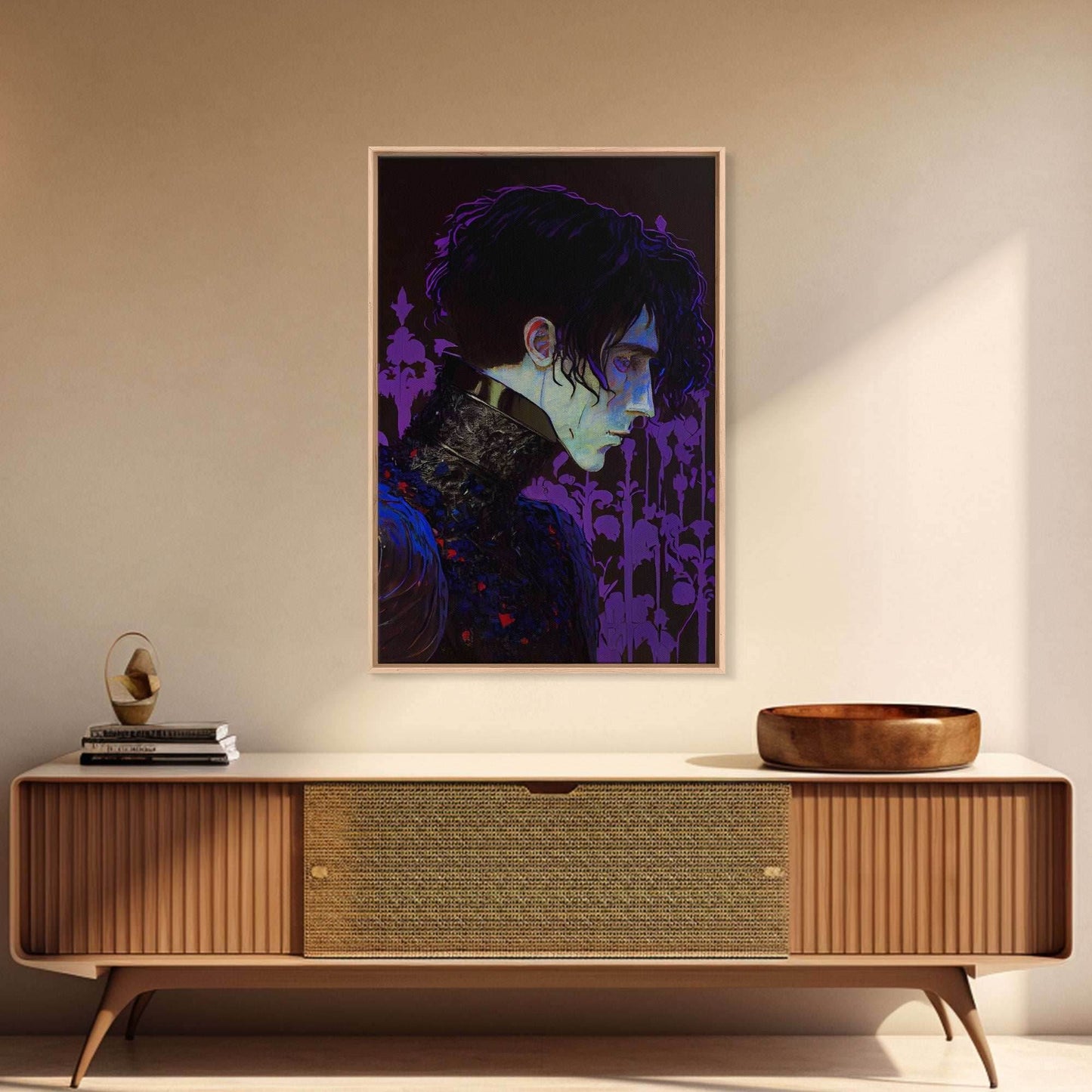Portrait off the black knight, purple fantasy art, framed canvas print wall art - 8x12 Inches / Gallery Wrap Canvas - Ready To Hang