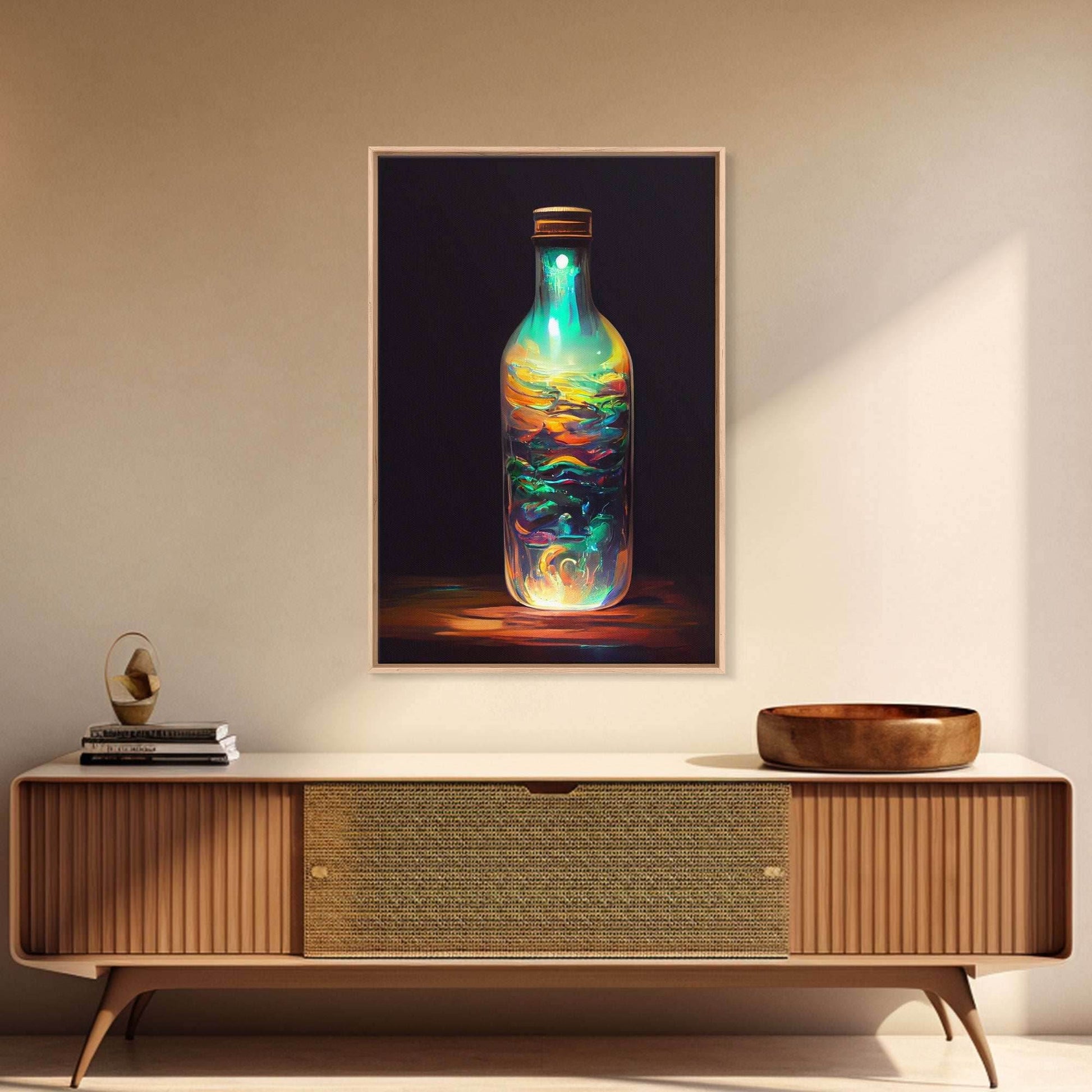 Miniature world in a bottle poster print, high fantasy wall art, magical wall art - 8x12 Inches / Gallery Wrap Canvas - Ready To Hang