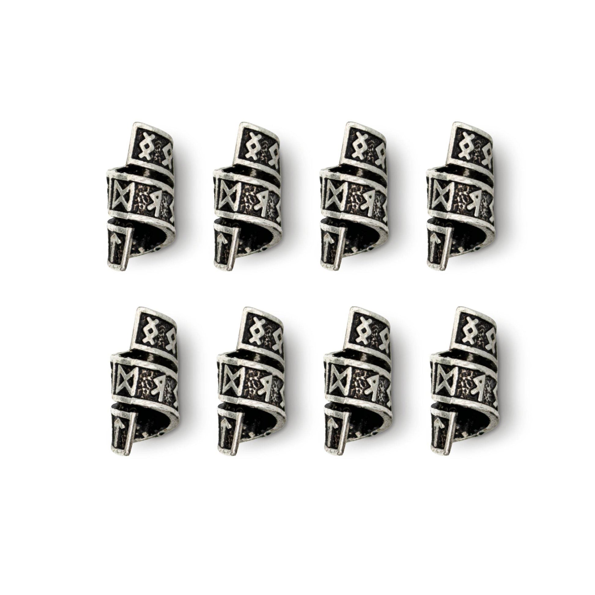 Rune Beard Rings - (Silver - 4) - 