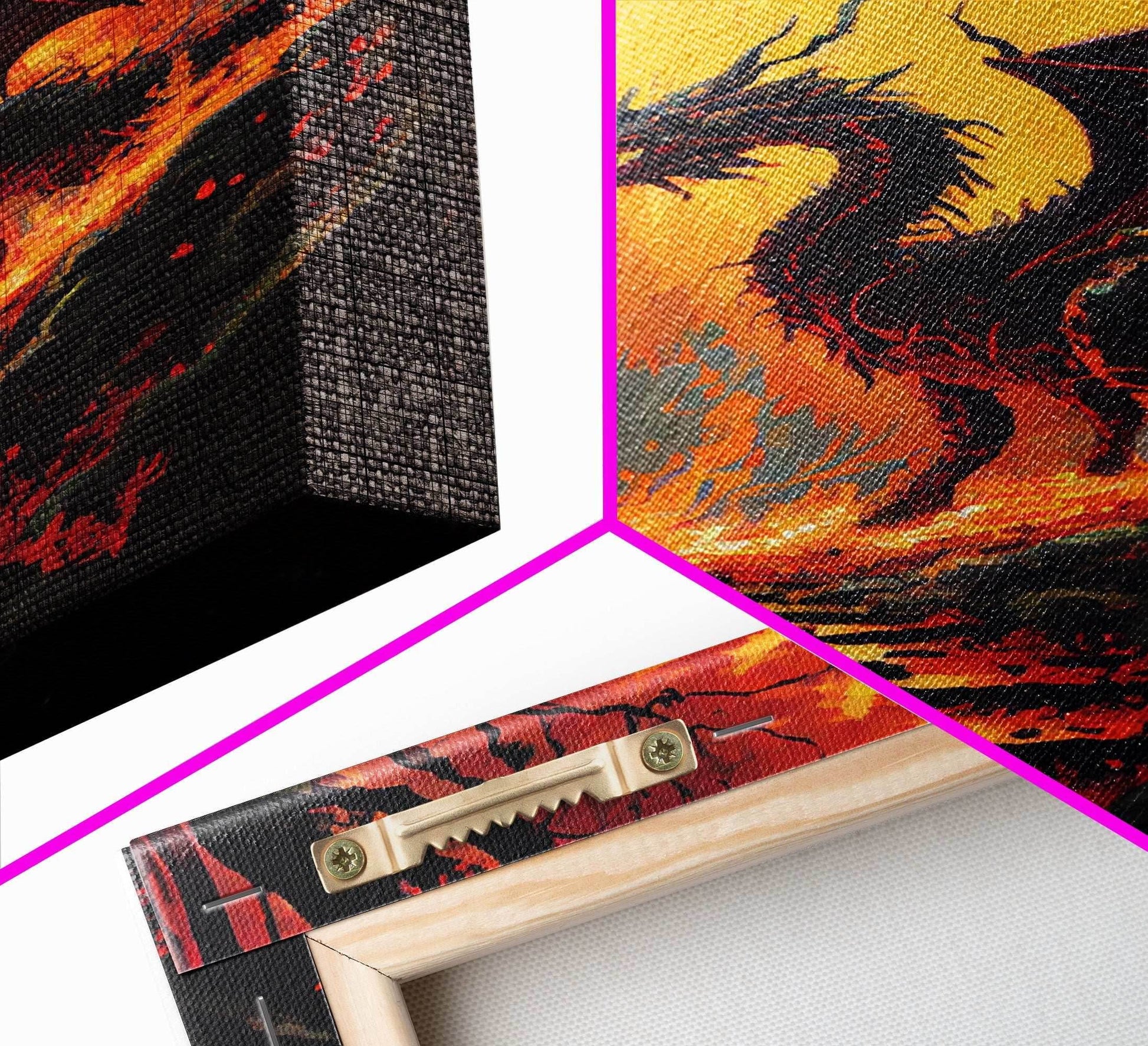 Dragon standing in a burned forest, fantasy art, fine art poster print - 8x12 Inches / Gallery Wrap Canvas - Ready To Hang