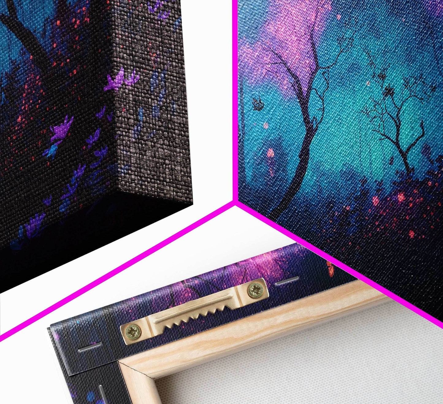 Beautiful forest canvas print Fantasy forest wall art Forest Painting, Framed Art, Glowing Butterflies - 10x20 Inches / Gallery Wrap Canvas - Ready To Hang