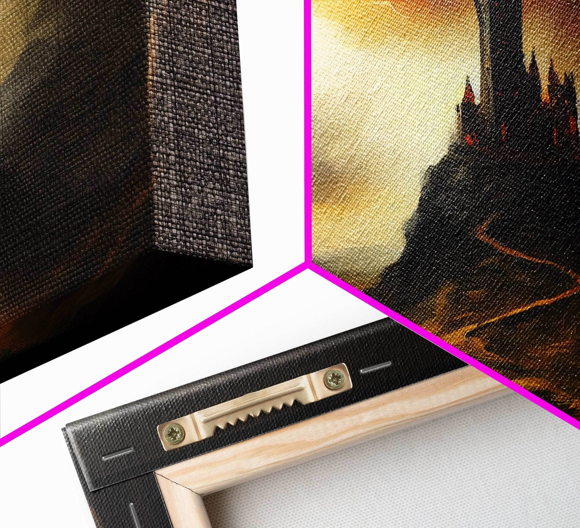 High Fantasy Art, The Dark Castle, Framed Canvas Print, Moonlit Fantasy, Custom Fantasy Art, fantasy art canvas - 10x20 Inches / Gallery Wrap Canvas - Ready To Hang