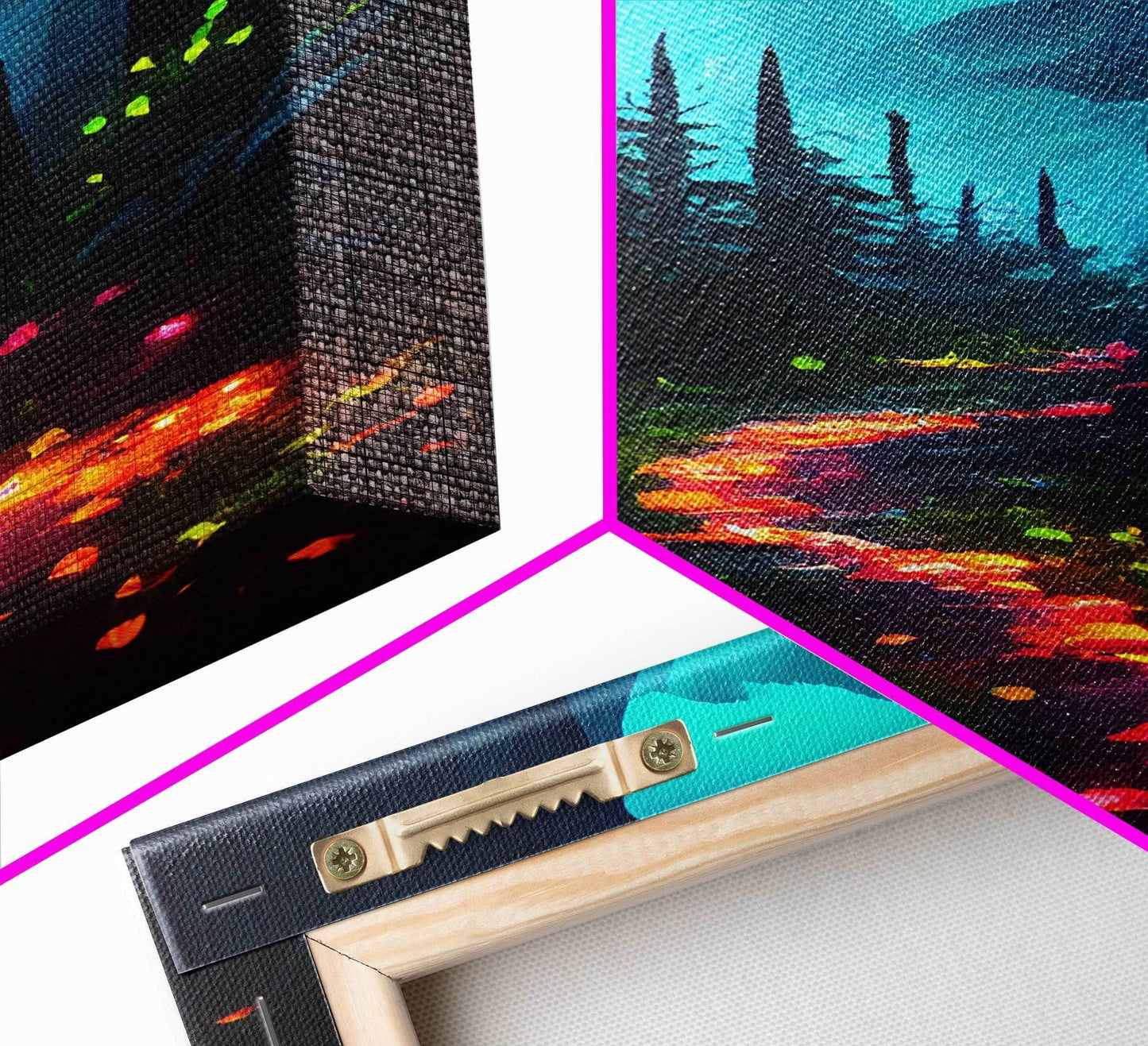 Luminescent magical forest canvas print, glowing trail though the trees, fantasy art - 8x12 Inches / Gallery Wrap Canvas - Ready To Hang