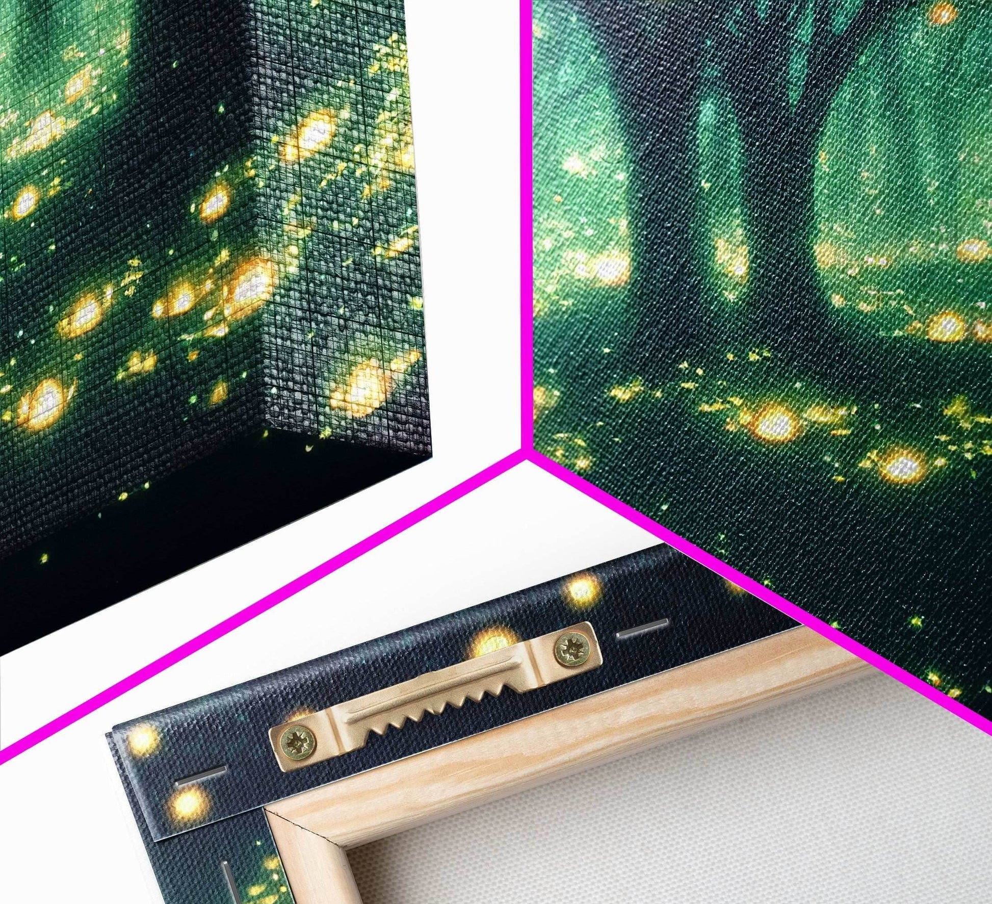 Fireflies At Night In A Fantasy Forest, Framed Ready To Hang Canvas Print, beautiful wall art, guest room decor - 10x20 Inches / Gallery Wrap Canvas - Ready To Hang