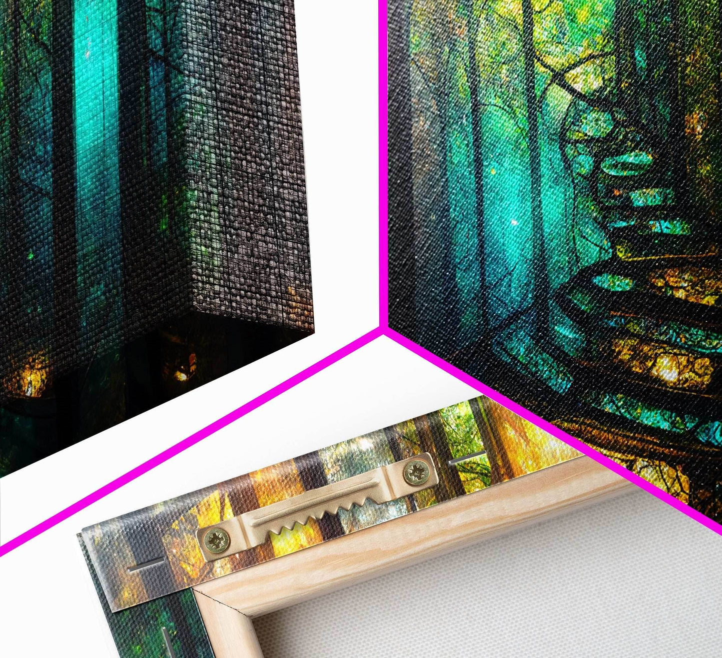 Fantasy wall art, canvas print, magical forest, fantasy landscape art, ready to hang wall art, bioluminescent glowing fantasy wall decor - 10x20 Inches / Gallery Wrap Canvas - Ready To Hang