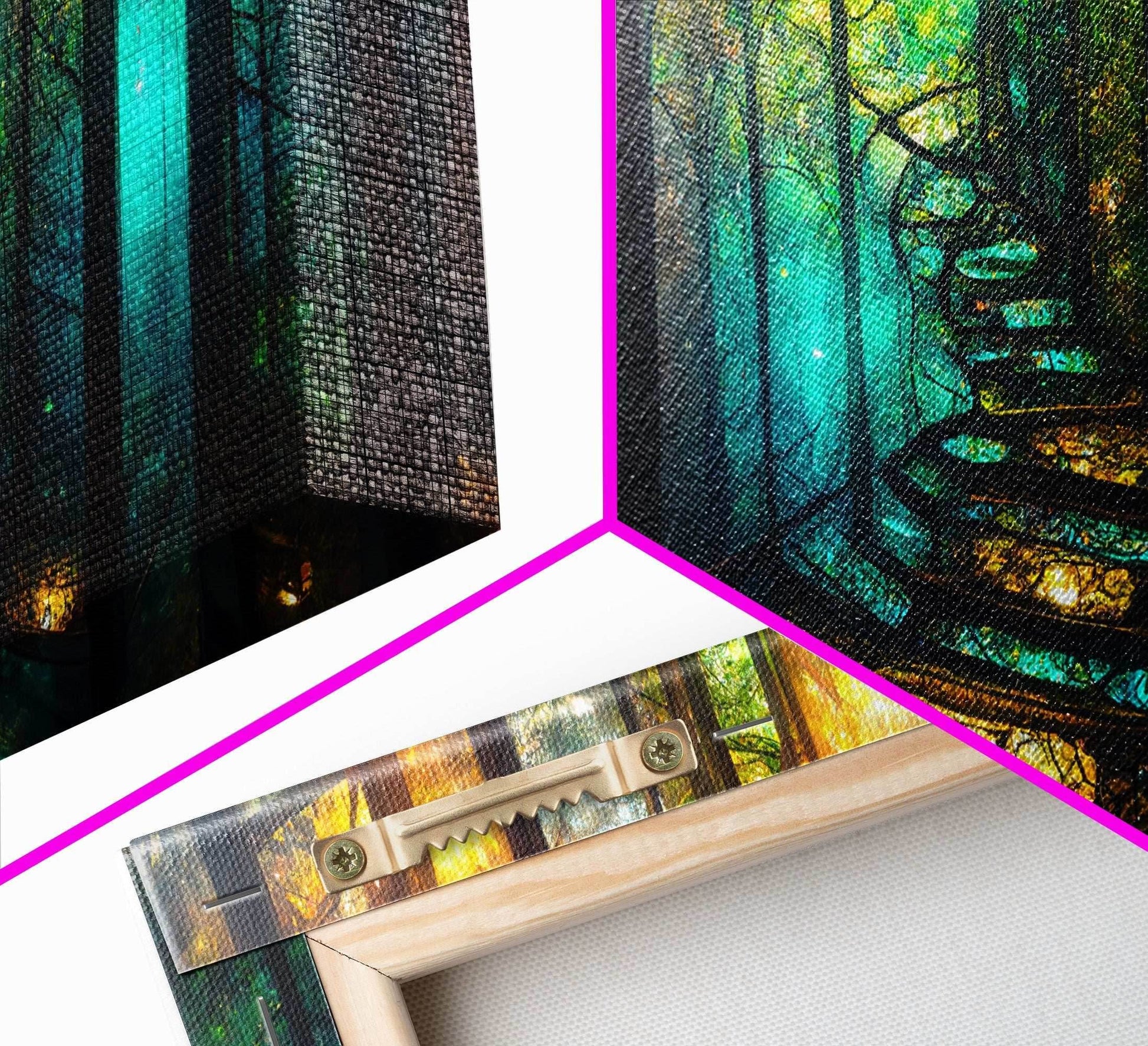 Fantasy wall art, canvas print, magical forest, fantasy landscape art, ready to hang wall art, bioluminescent glowing fantasy wall decor - 10x20 Inches / Gallery Wrap Canvas - Ready To Hang