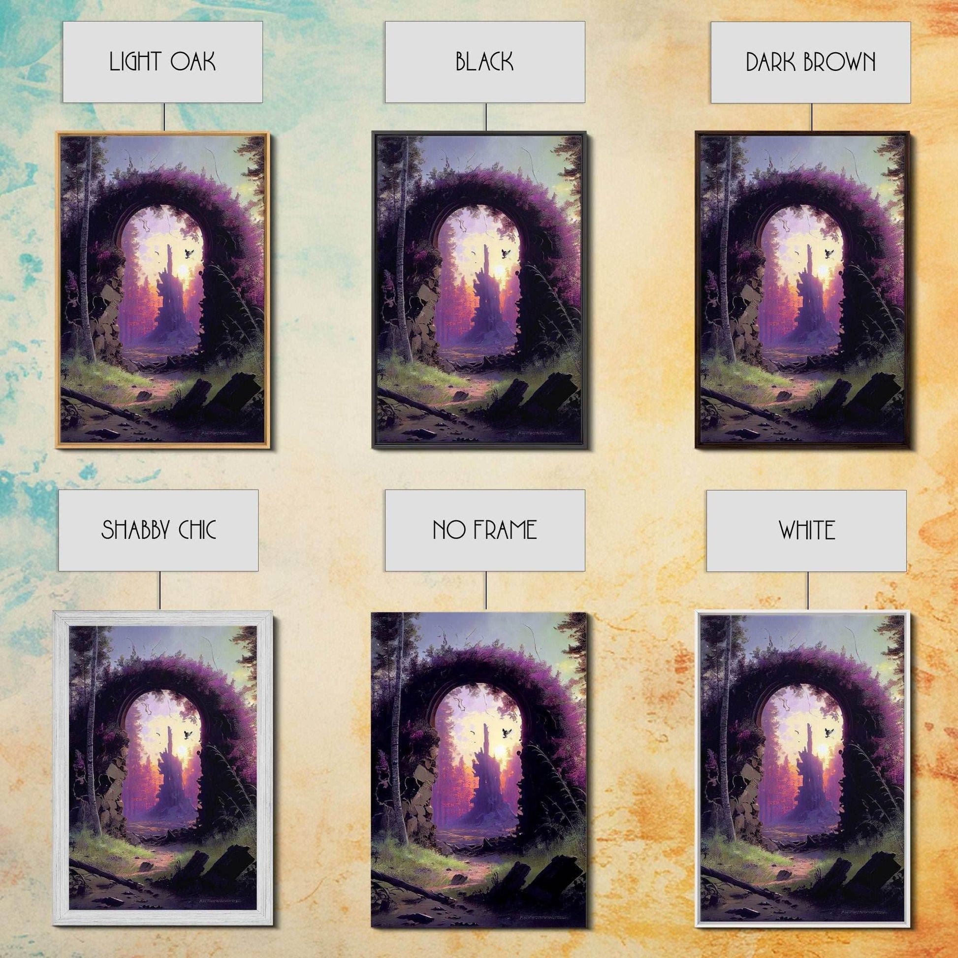 Portal to another world, purple fantasy art, watercolor, RPG concept art, framed canvas print - 8x12 Inches / Gallery Wrap Canvas - Ready To Hang