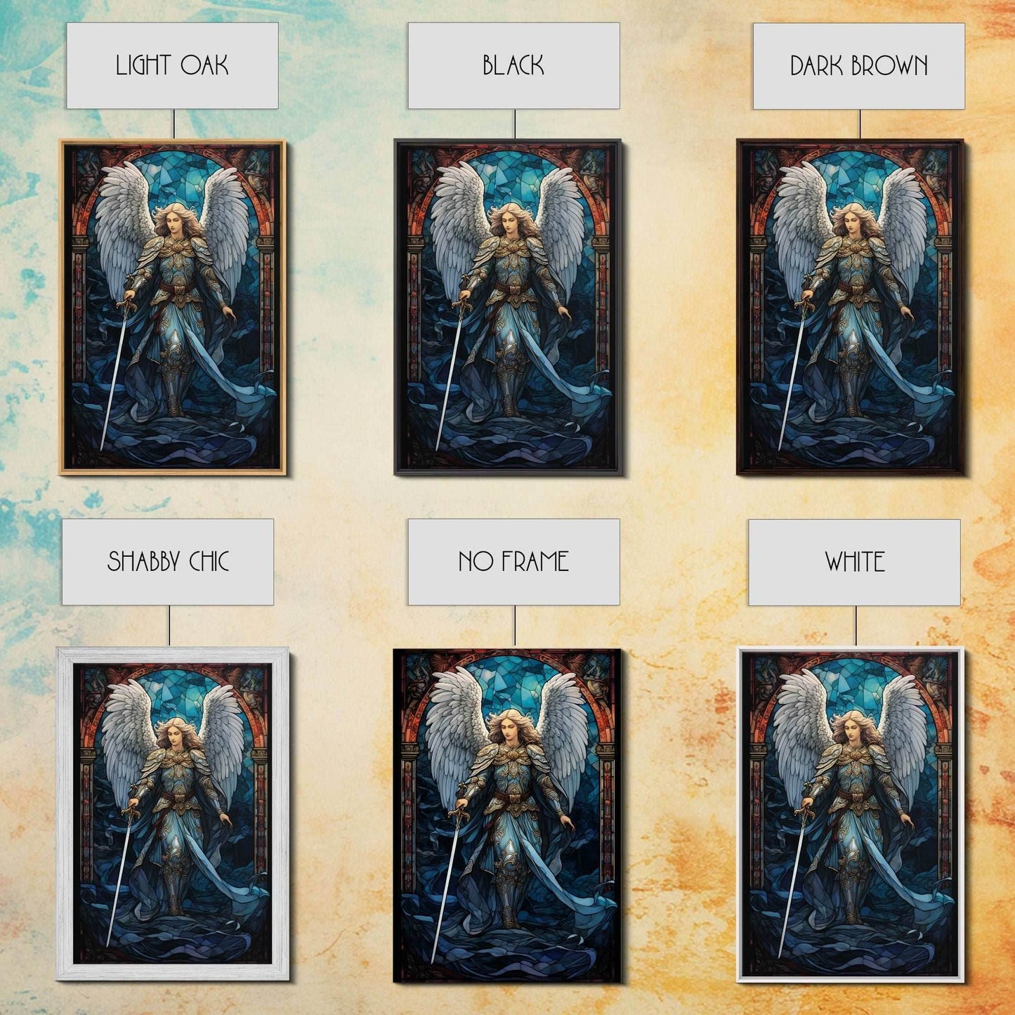 Angel, Angel Warrior, Fantasy Art, Canvas Print, Wall Hanging, Portrait Art, Stained Glass Art, Christian Wall Decor, Country Wall Art - 8x12 Inches / Gallery Wrap Canvas - Ready To Hang