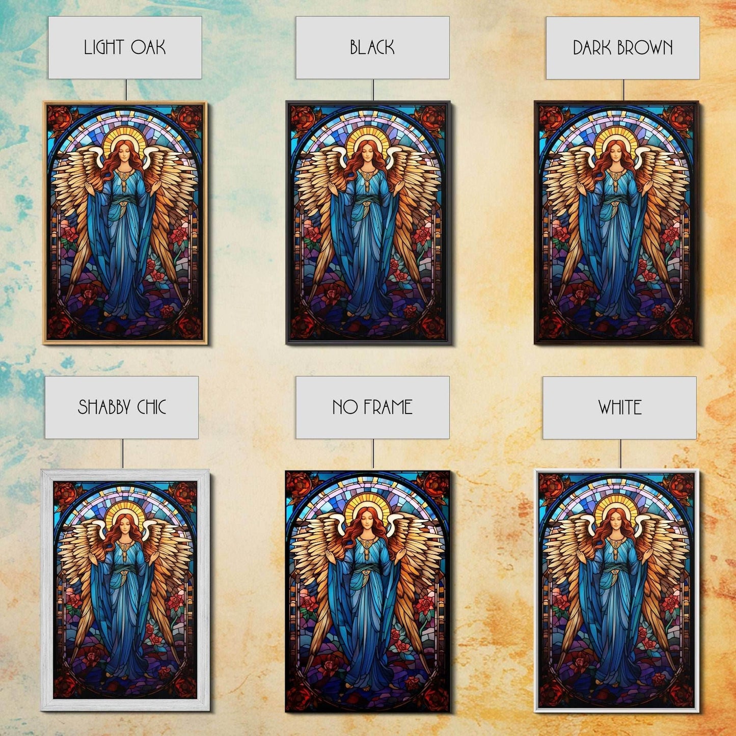 Angel, Fantasy Artwork Canvas Print, Wall Hanging, Portrait Art, Stained Glass Art, Mystical Wall Art, Tiny House Decor, Gift For Women - 8x12 Inches / Gallery Wrap Canvas - Ready To Hang