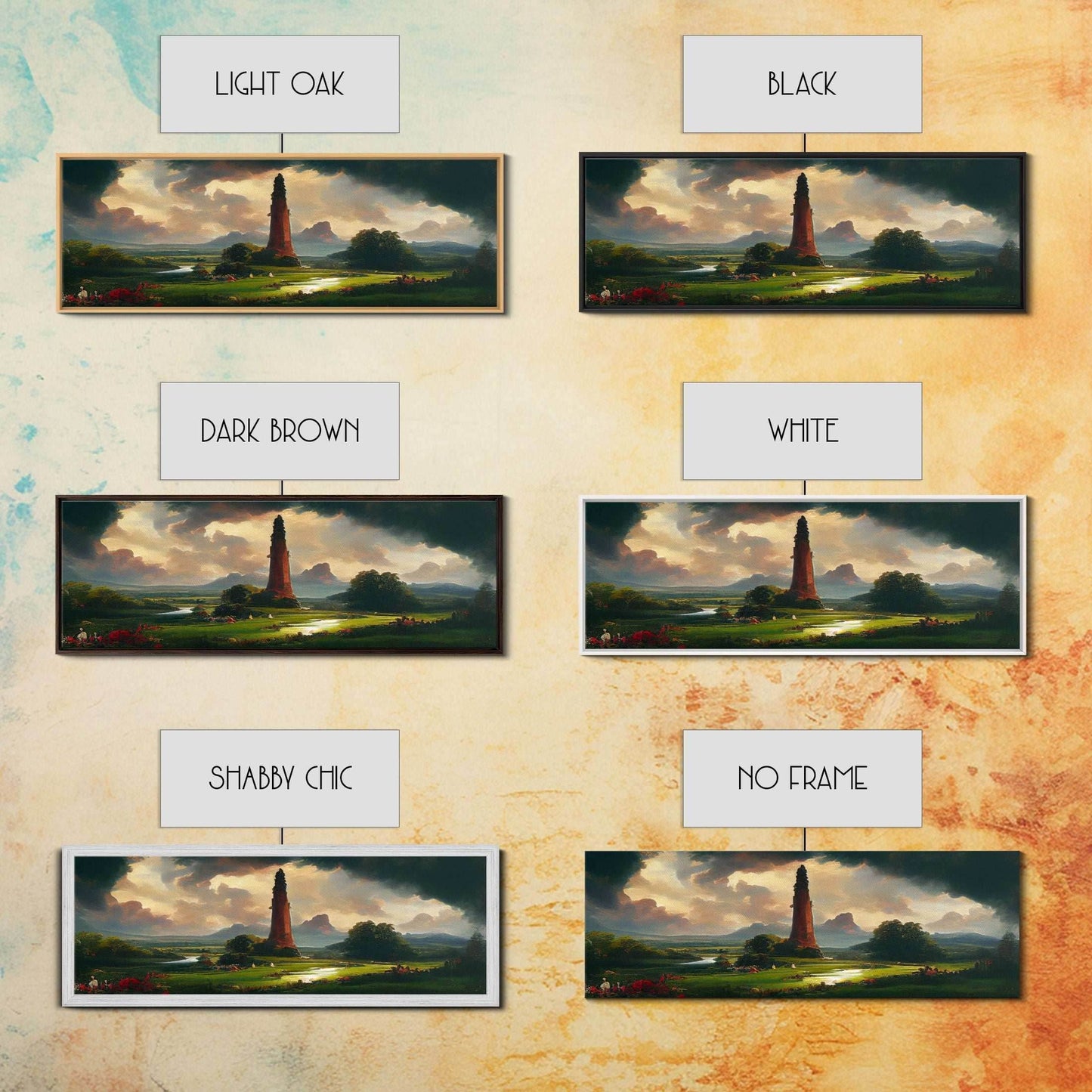 The Dark Tower, Ready To Hang Canvas Print, Panoramic Art, High Fantasy Concept Art - 10x30 Inches / Gallery Wrap Canvas - Ready To Hang