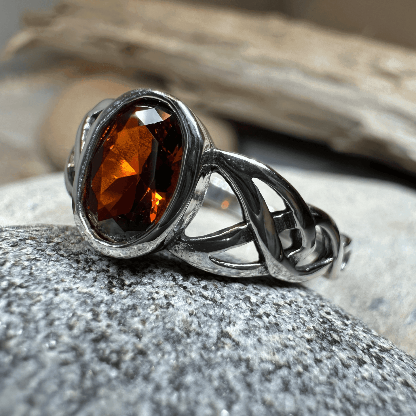 Andie Trinity Knot Ring - 5 / Garnet CZ