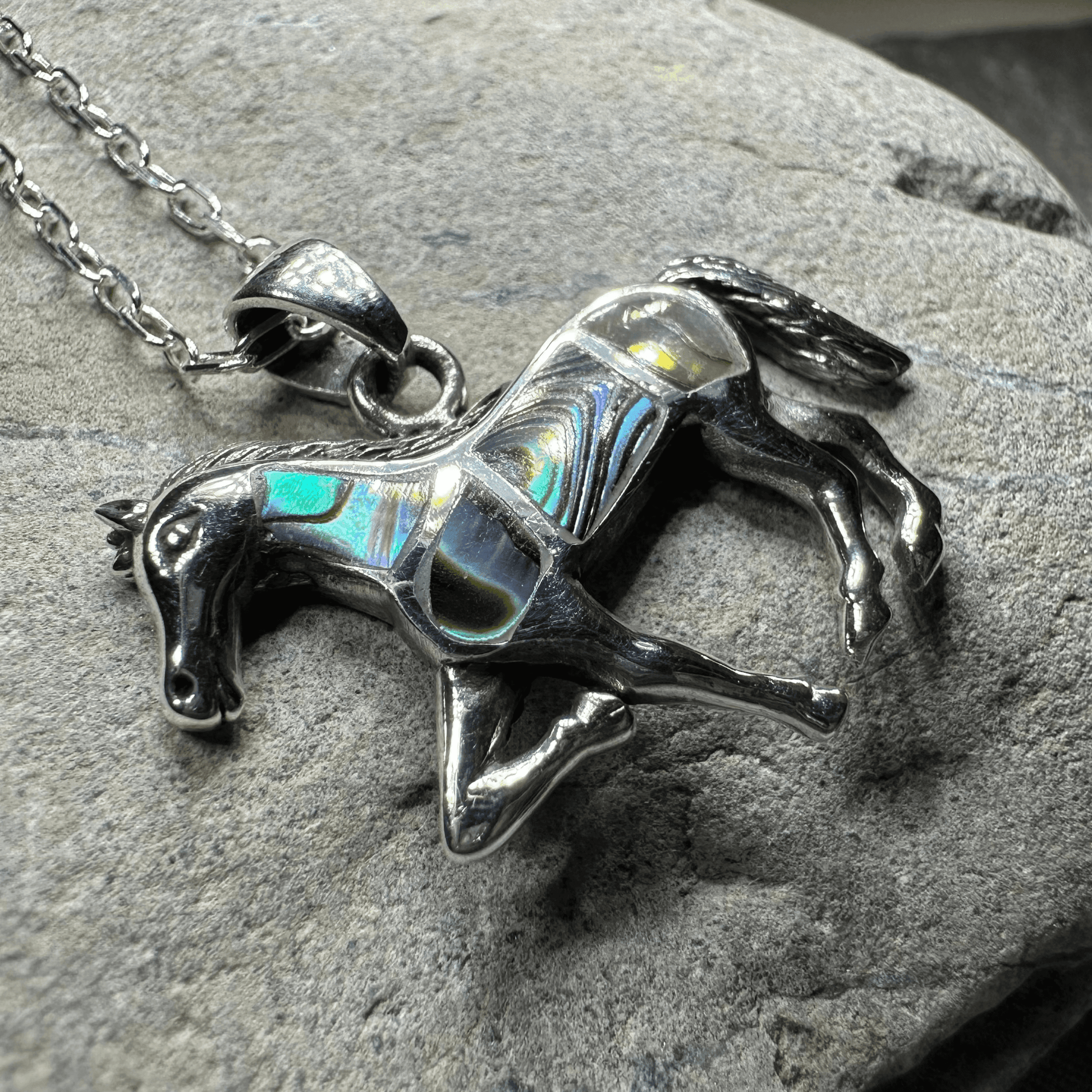 Petite Horse Necklace - 18 / Abalone