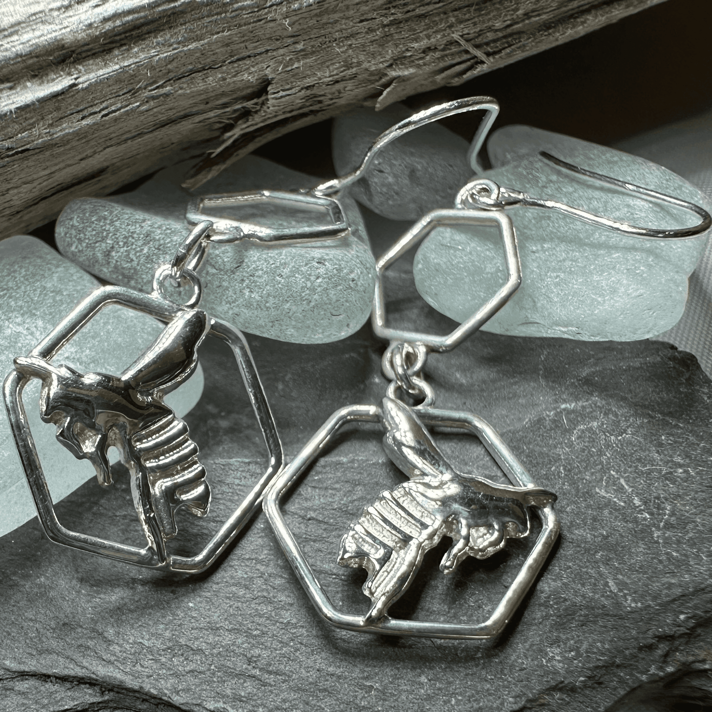 Honeycomb Bee Earrings - 