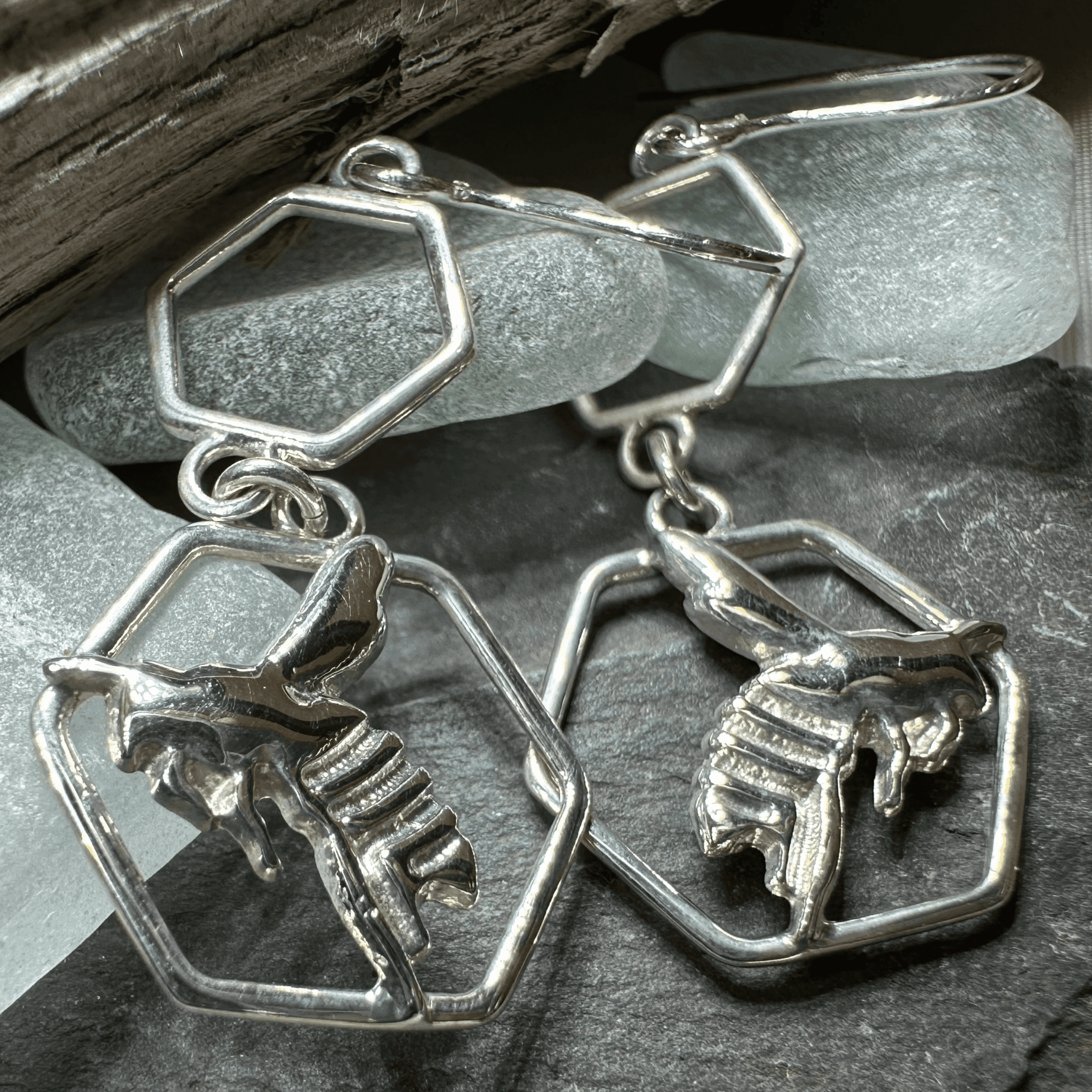 Honeycomb Bee Earrings - 