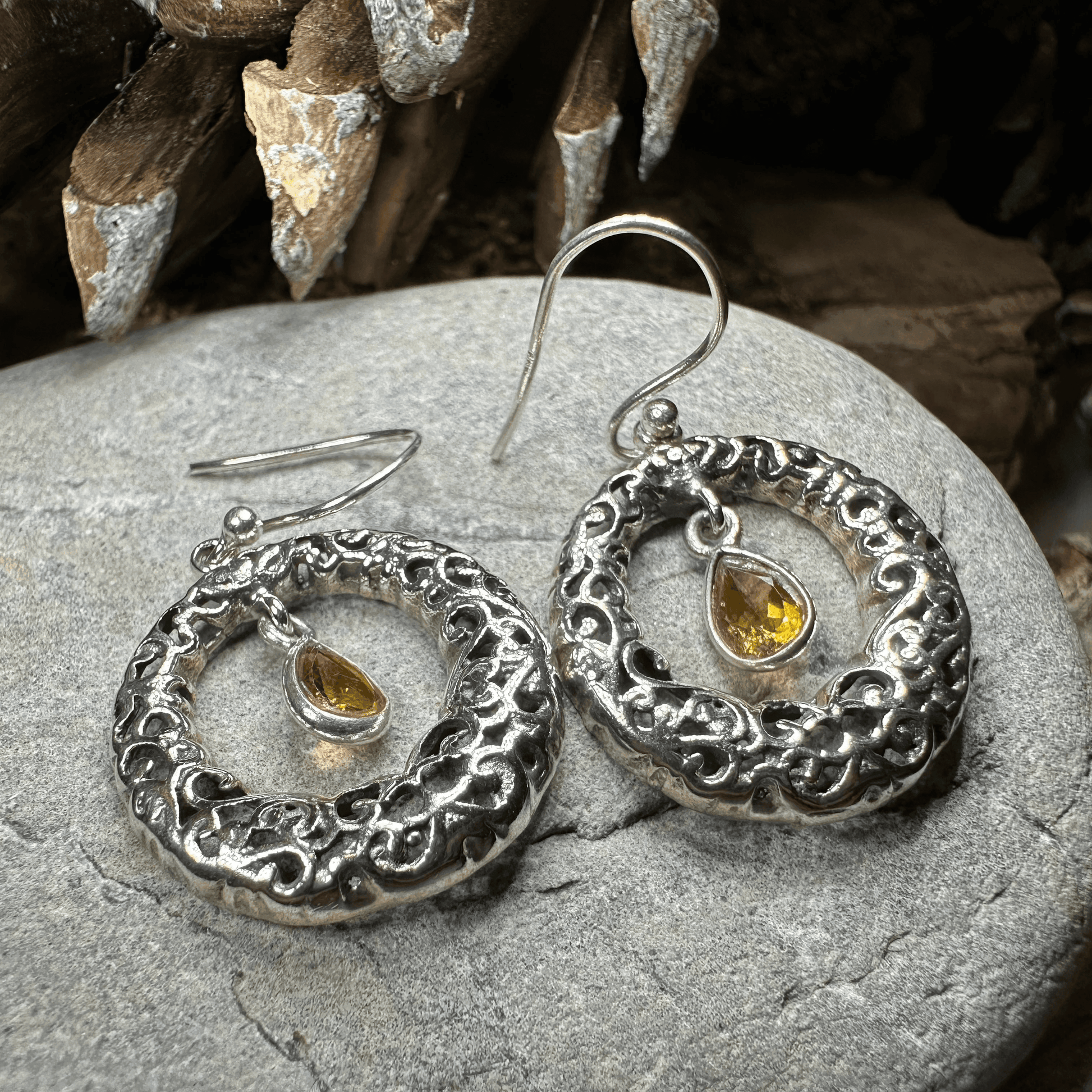 Celtic Spring Celtic Knot Earrings - Citrine