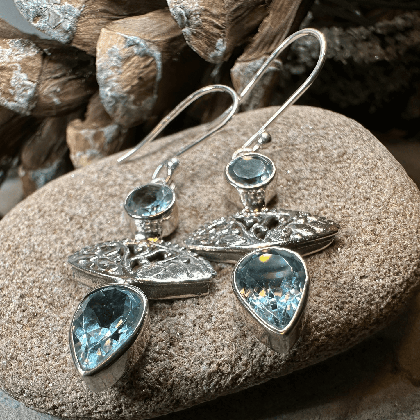 Celtic Morning Blue Topaz Earrings - 