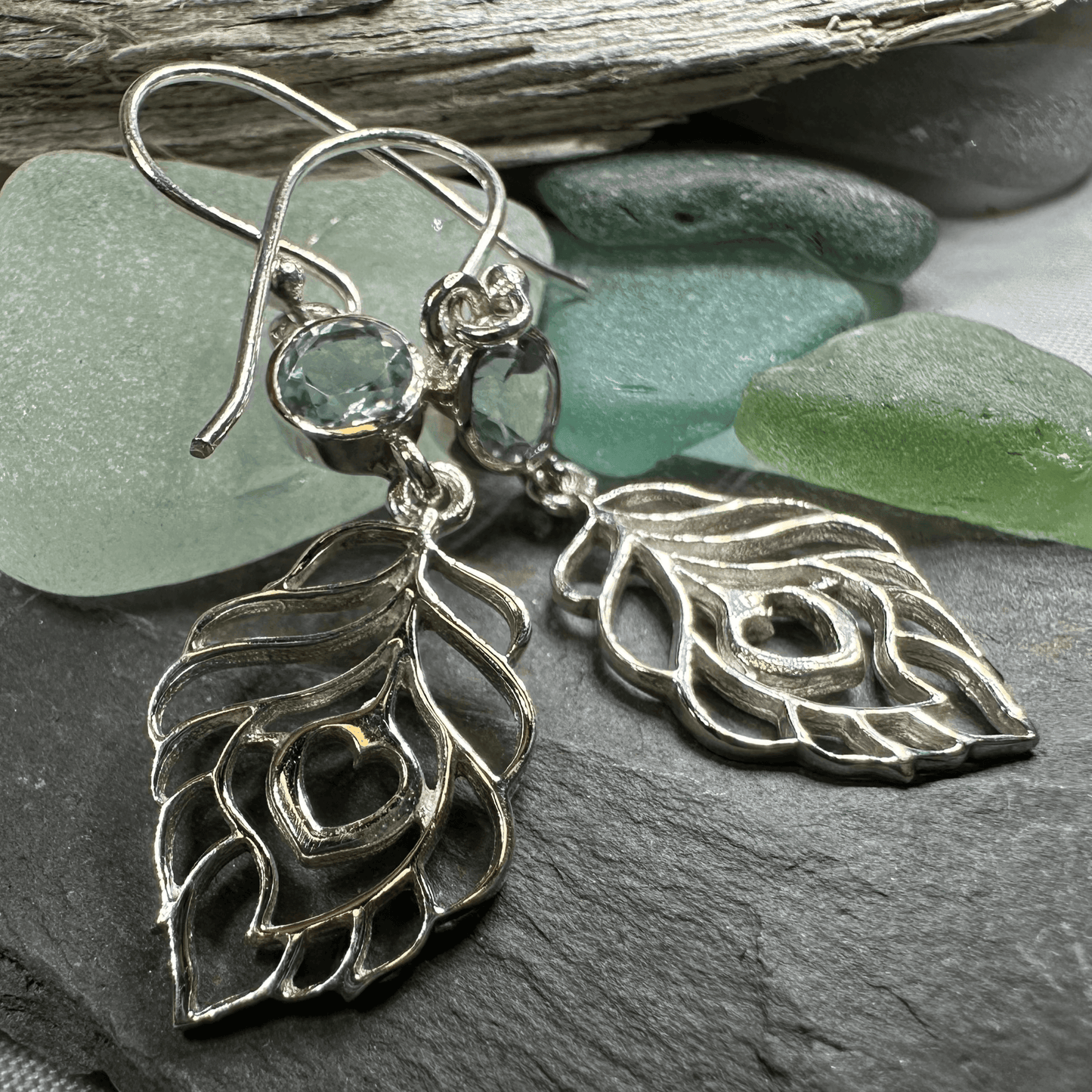 Feather Love Earrings - Peridot