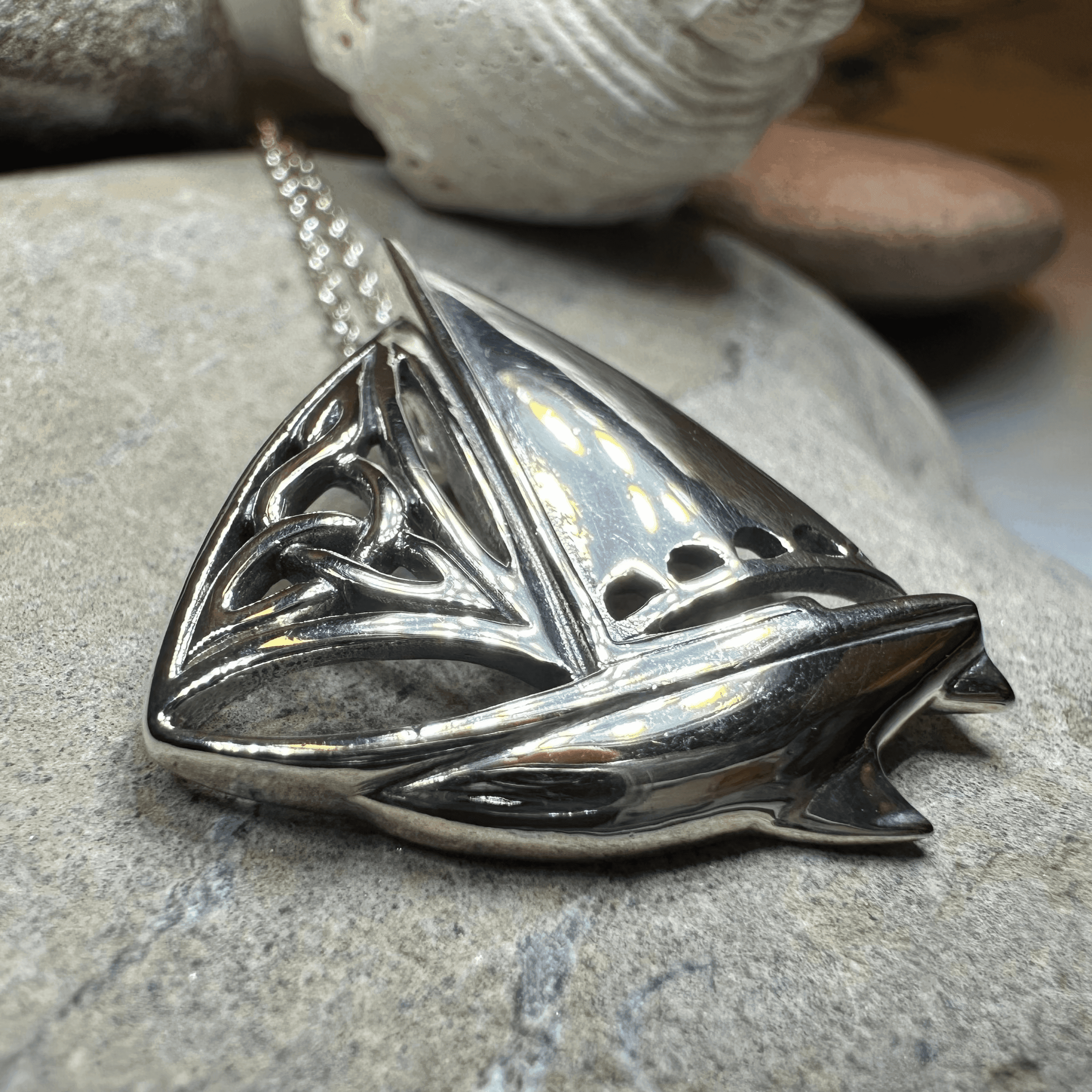 Celtic Sailboat Necklace - 18