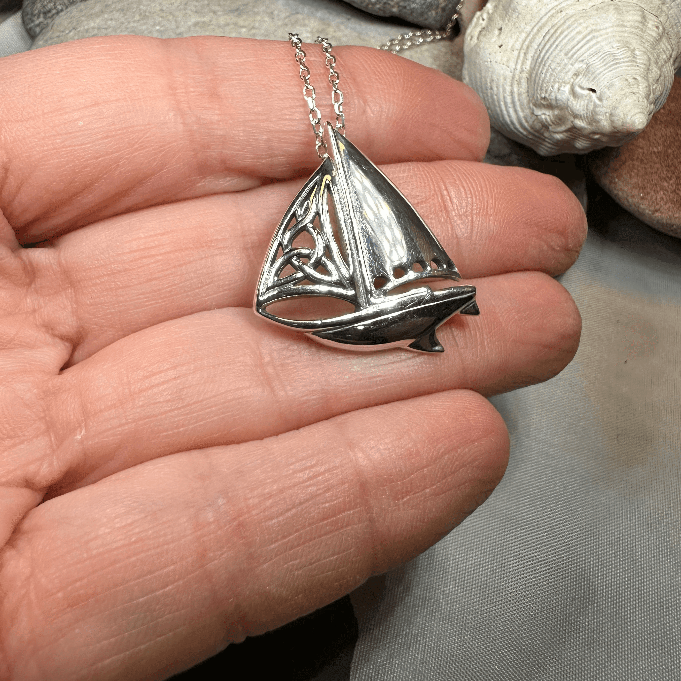 Celtic Sailboat Necklace - 18