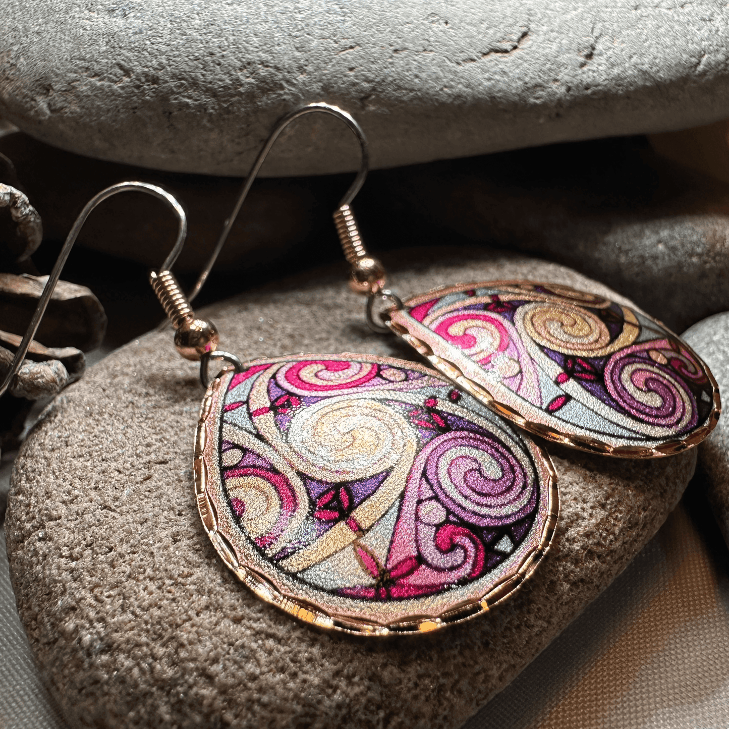 Firestorm Celtic Spiral Copper Earrings - 