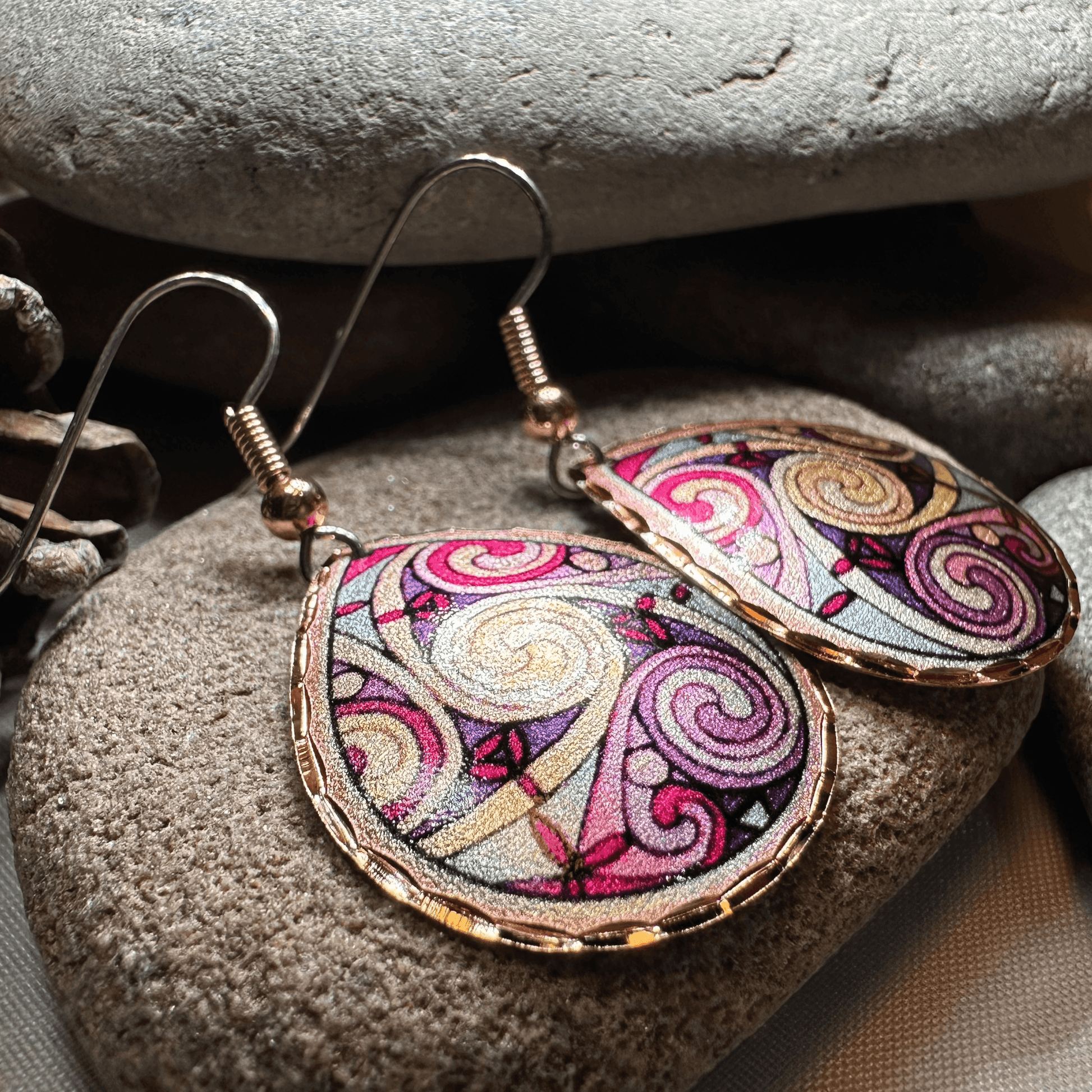 Firestorm Celtic Spiral Copper Earrings - 