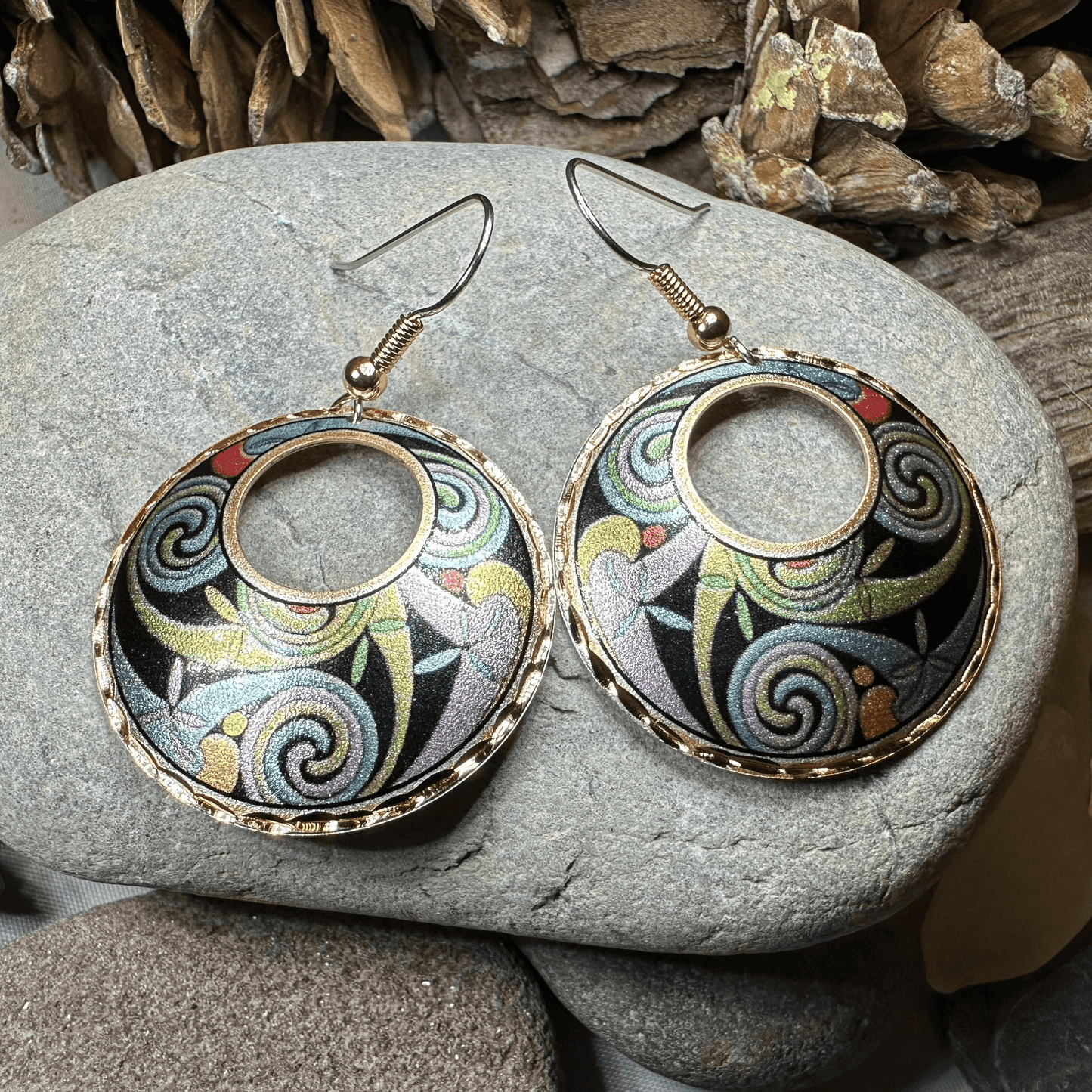 Rainswept Celtic Spiral Copper Earrings - 