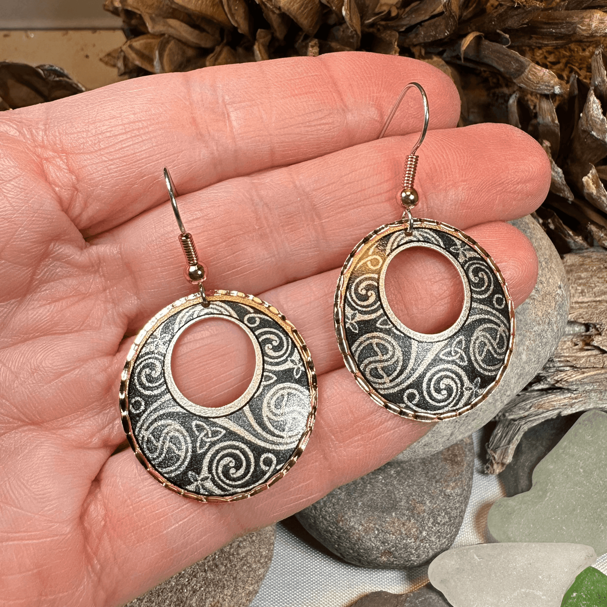 Renewal Celtic Spiral Copper Earrings - 