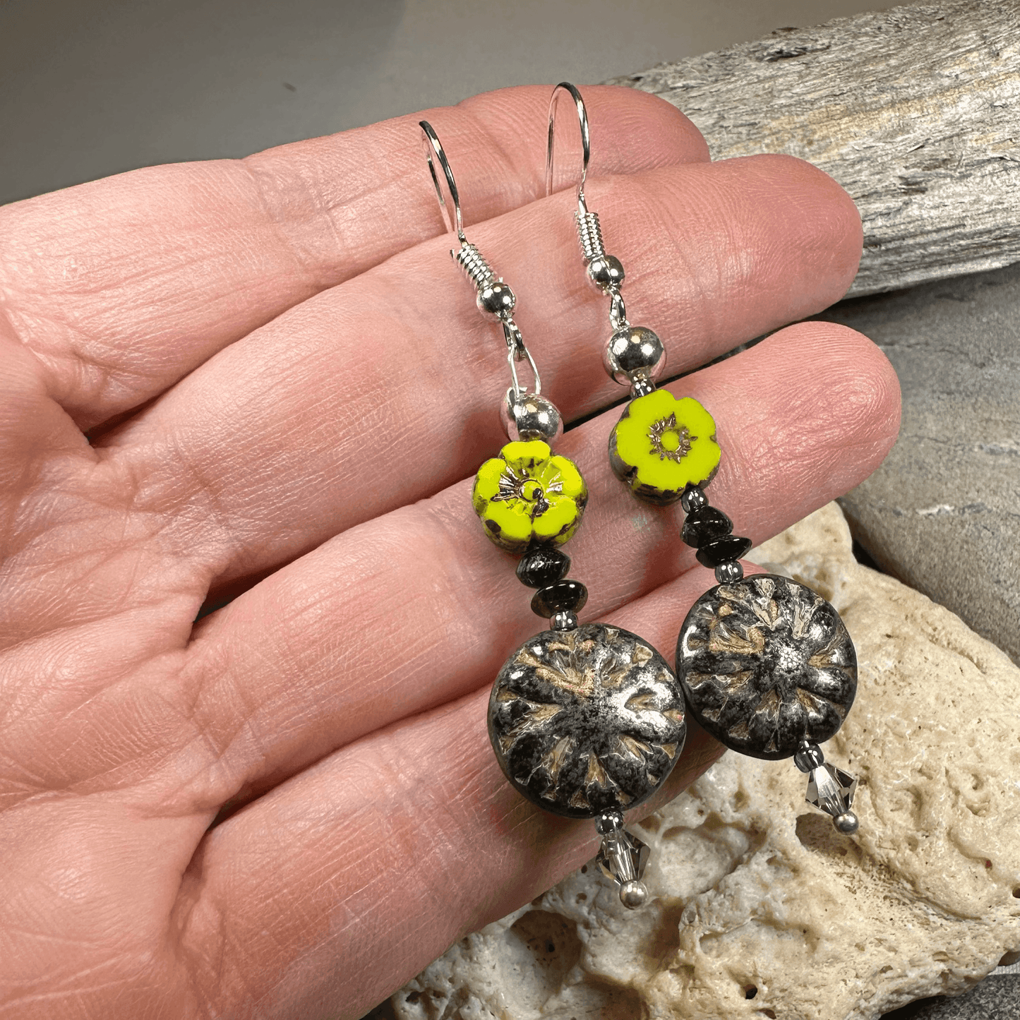 Celtic Twilight Mist Earrings - Dusky Green