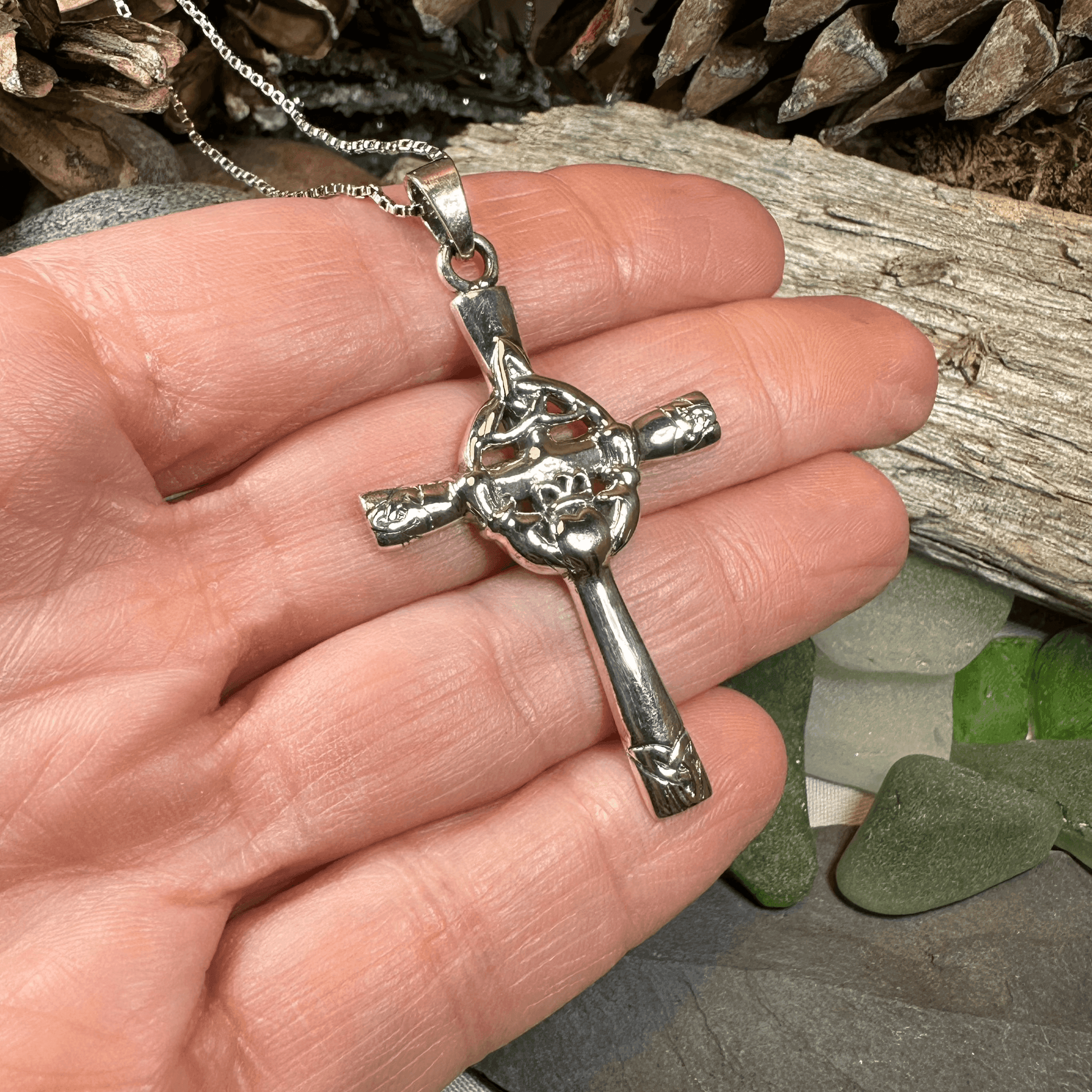 Celtic Claddagh Cross Necklace - 