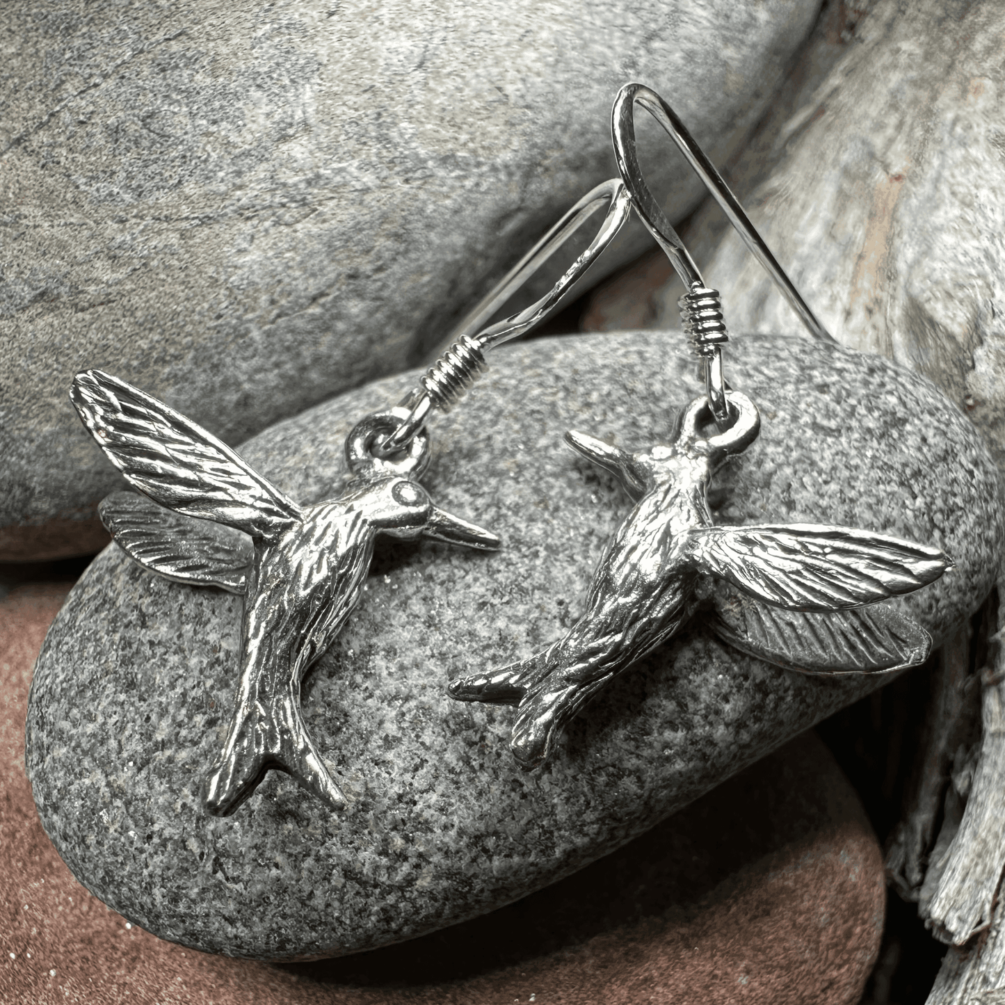 Realistic Hummingbird Earrings - 