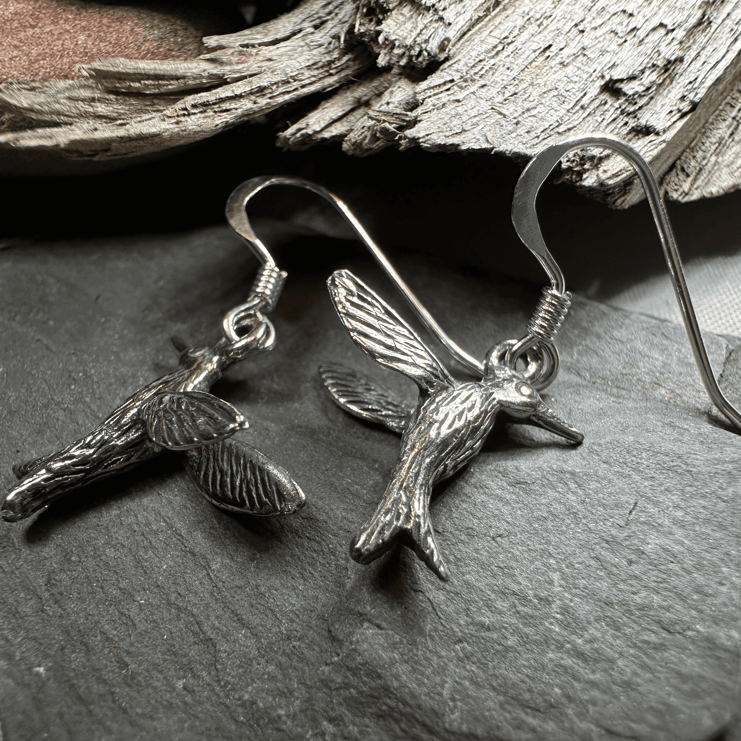 Realistic Hummingbird Earrings - 