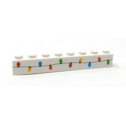 Christmas Lights Custom Printed on 1x8 Brick - B3 Customs made using LEGO part - 