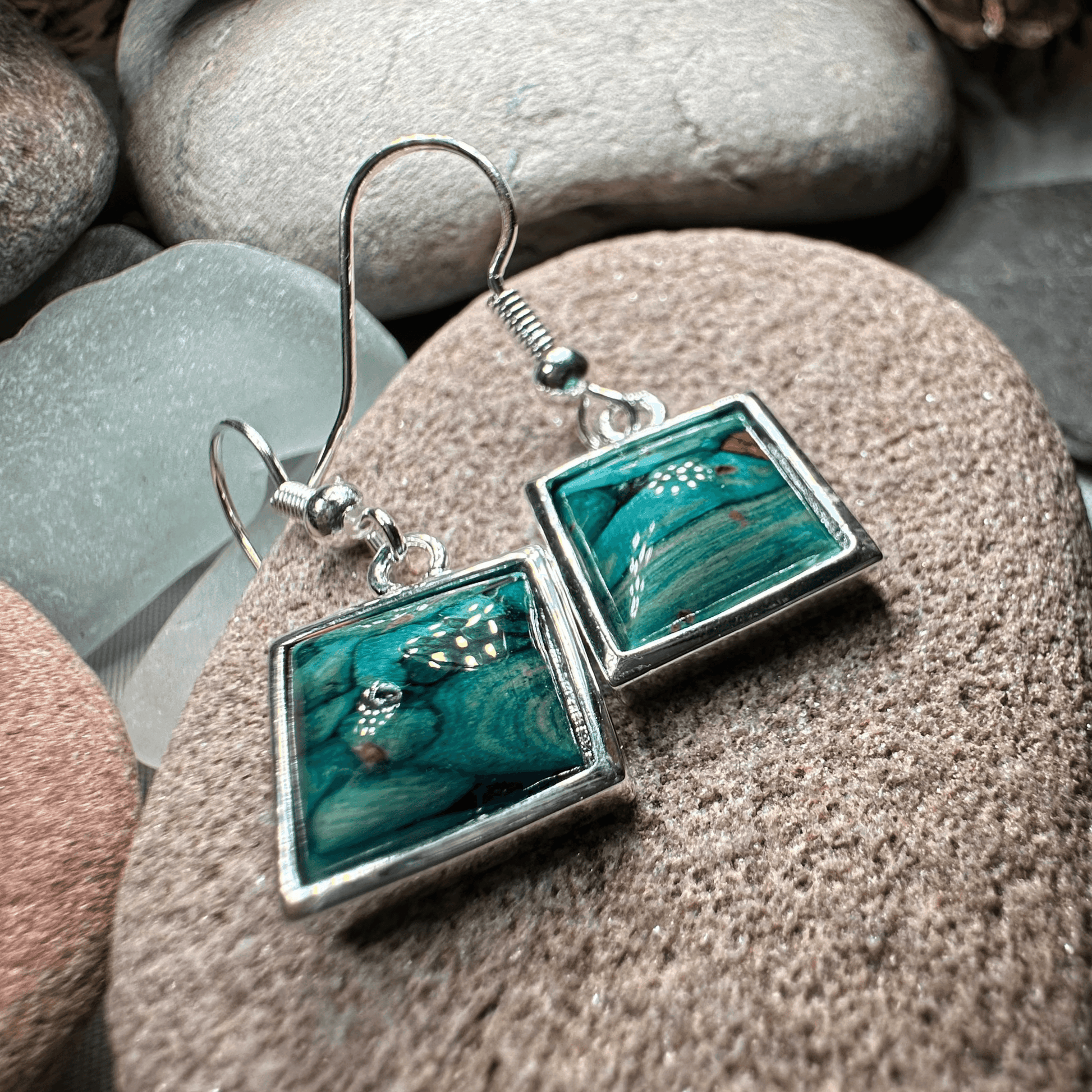Heathergems Square Earrings - Green