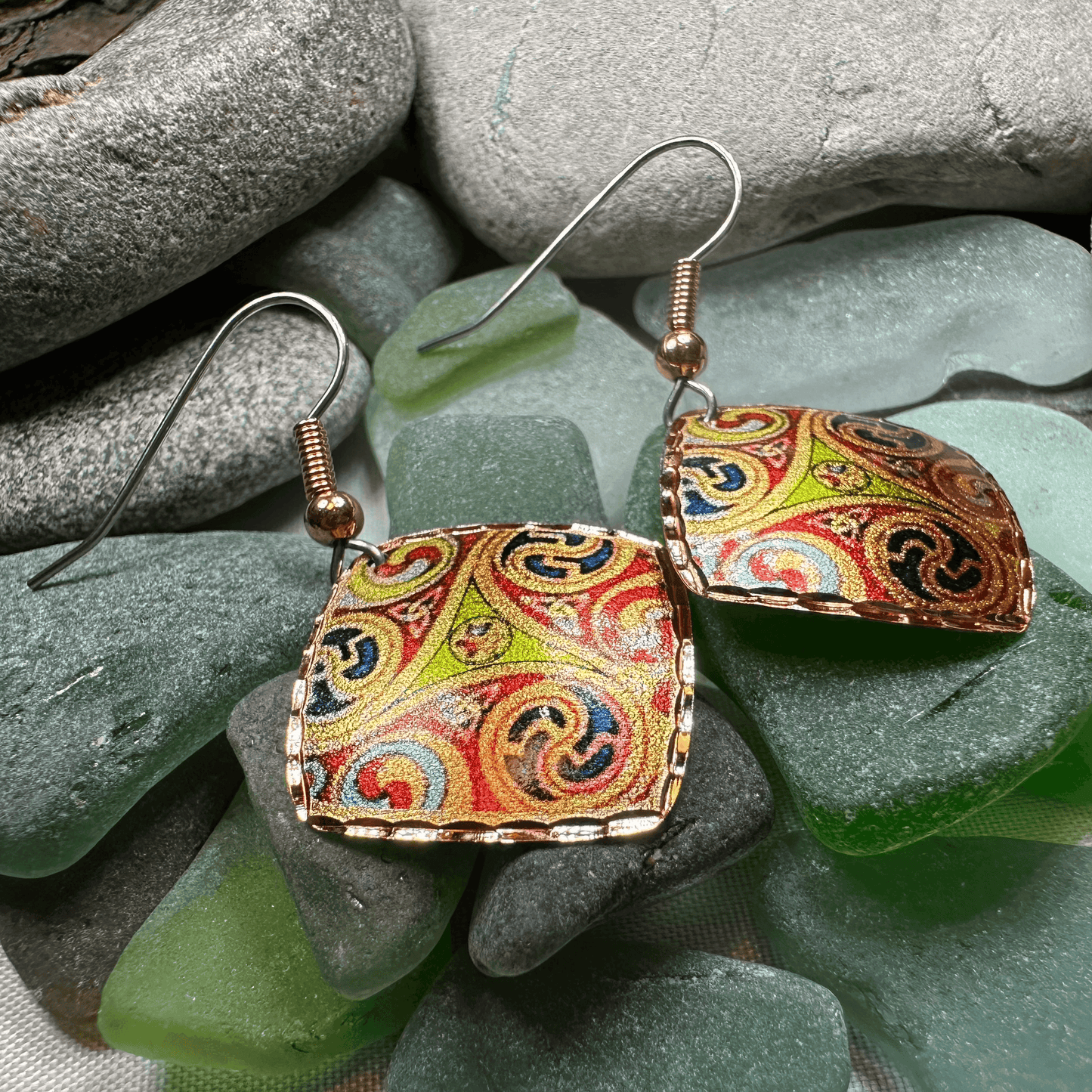 Windrider Celtic Spiral Copper Earrings - 