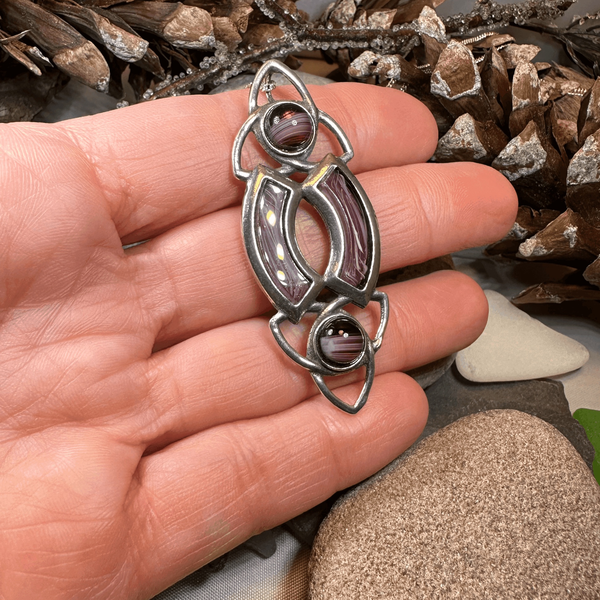 Ancient Celtic Knot Necklace - Amethyst Crystal