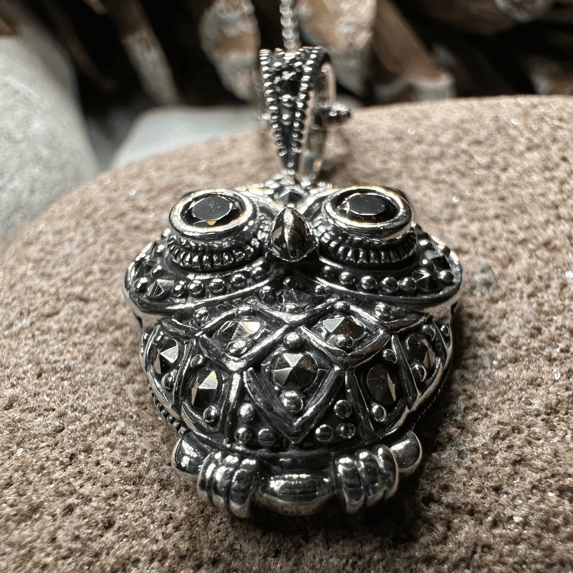 Halloway Marcasite Owl Necklace - 
