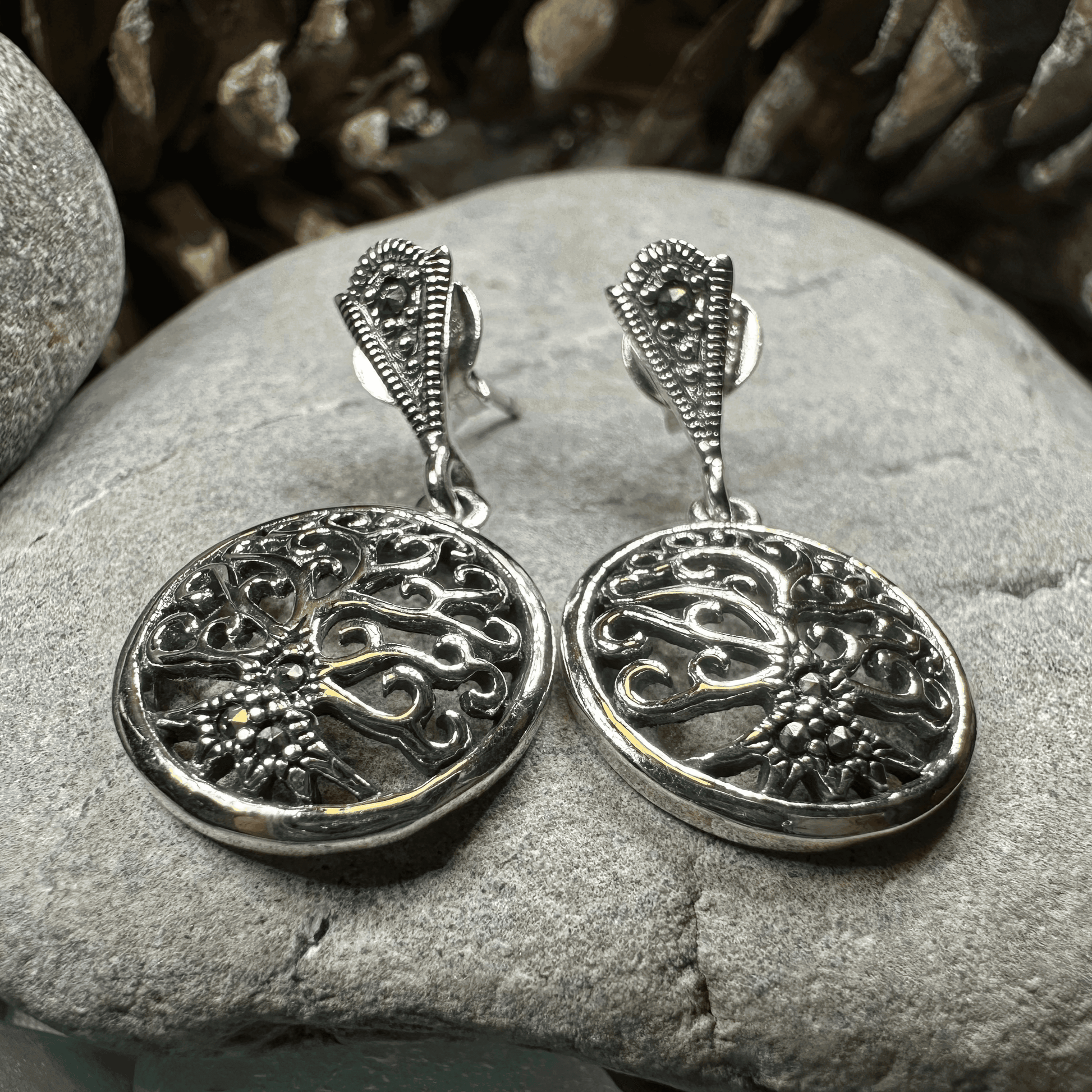 Marcasite Tree of Life Earrings - 