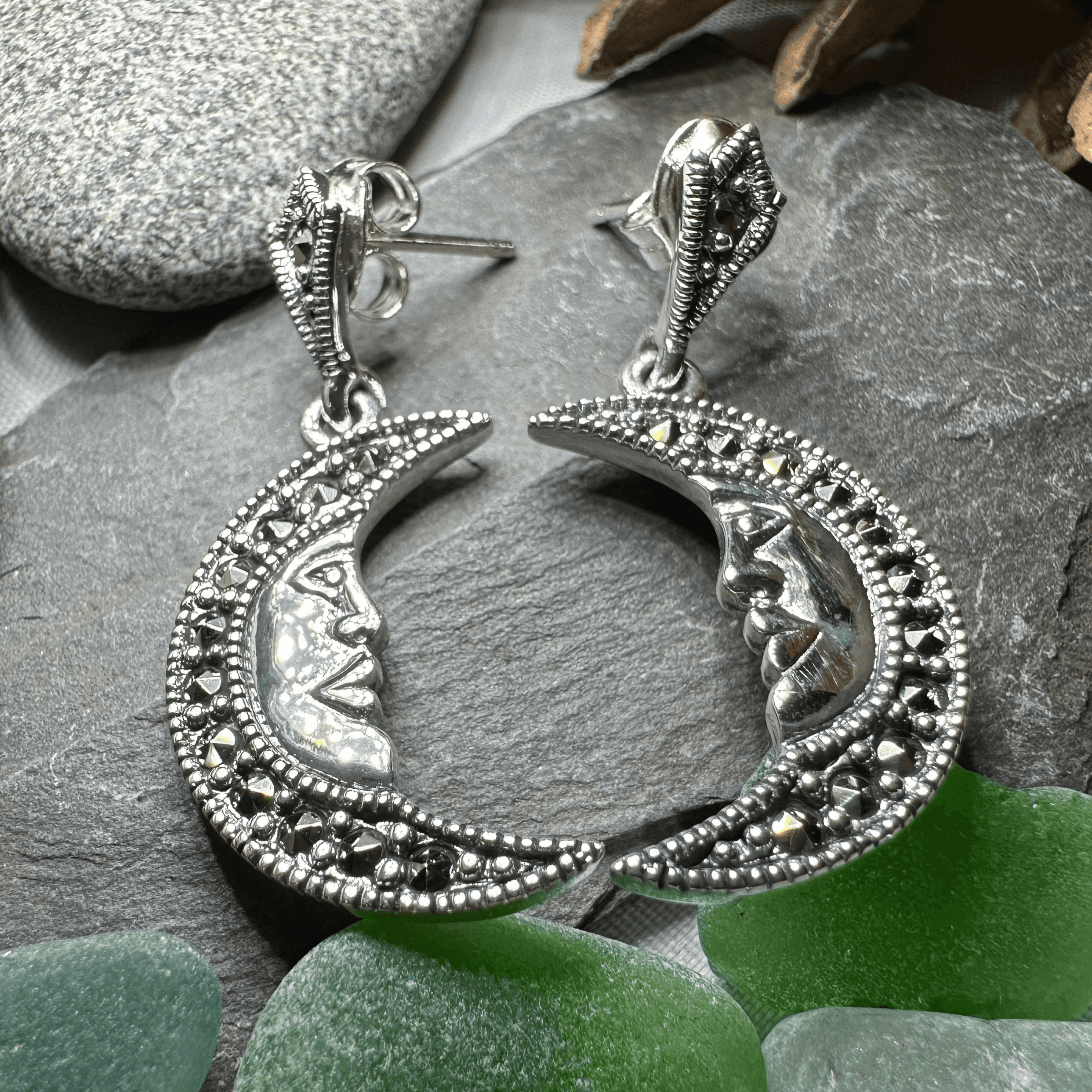 Midnight Goddess Moon Earrings - 