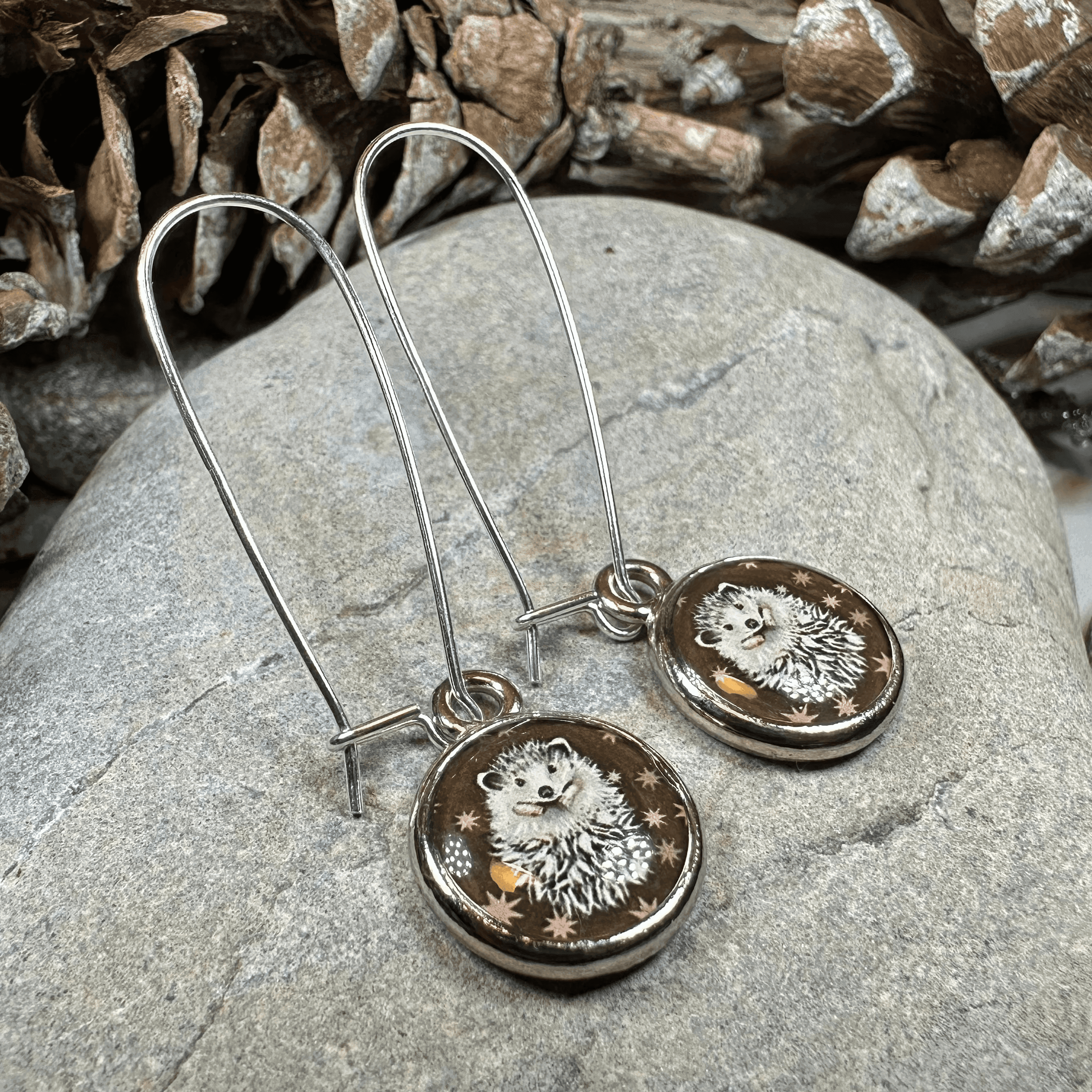 Blissful Hedgehog Art Earrings - 