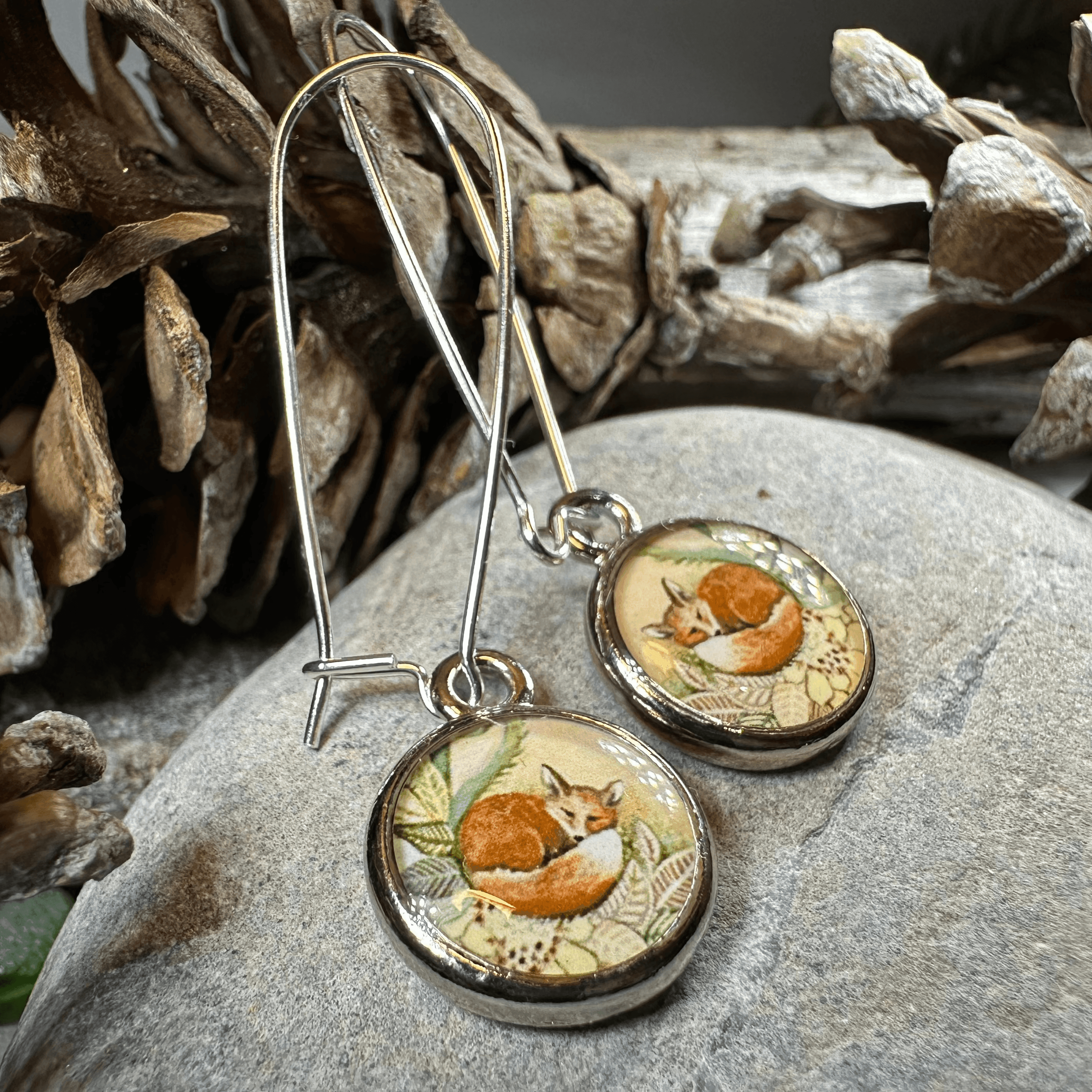 Autumn Nap Fox Earrings - 
