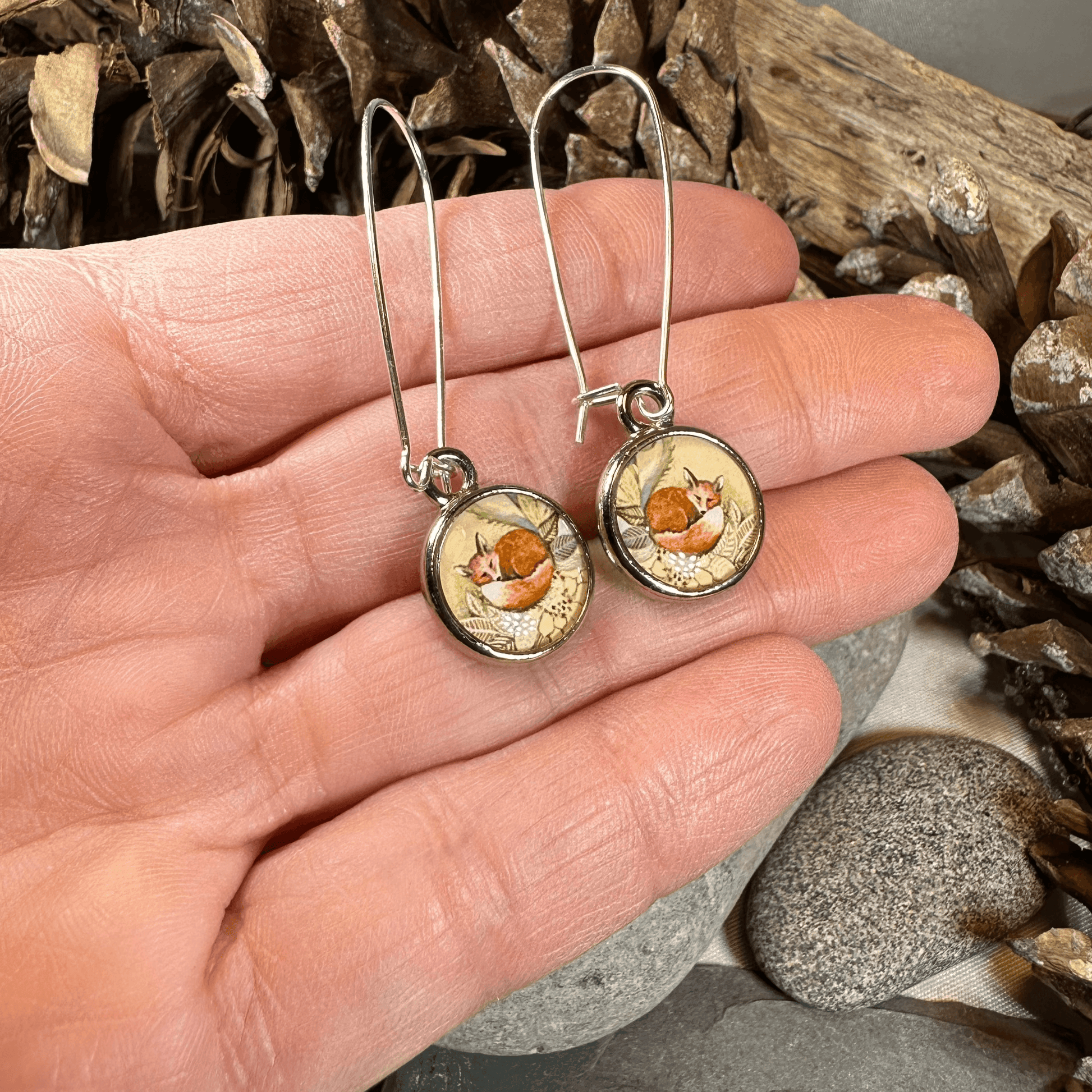 Autumn Nap Fox Earrings - 