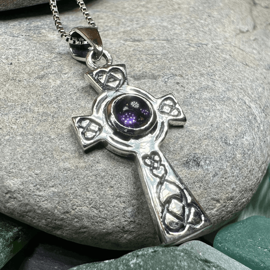 Cecilia Celtic Cross Necklace - 18 / Amethyst