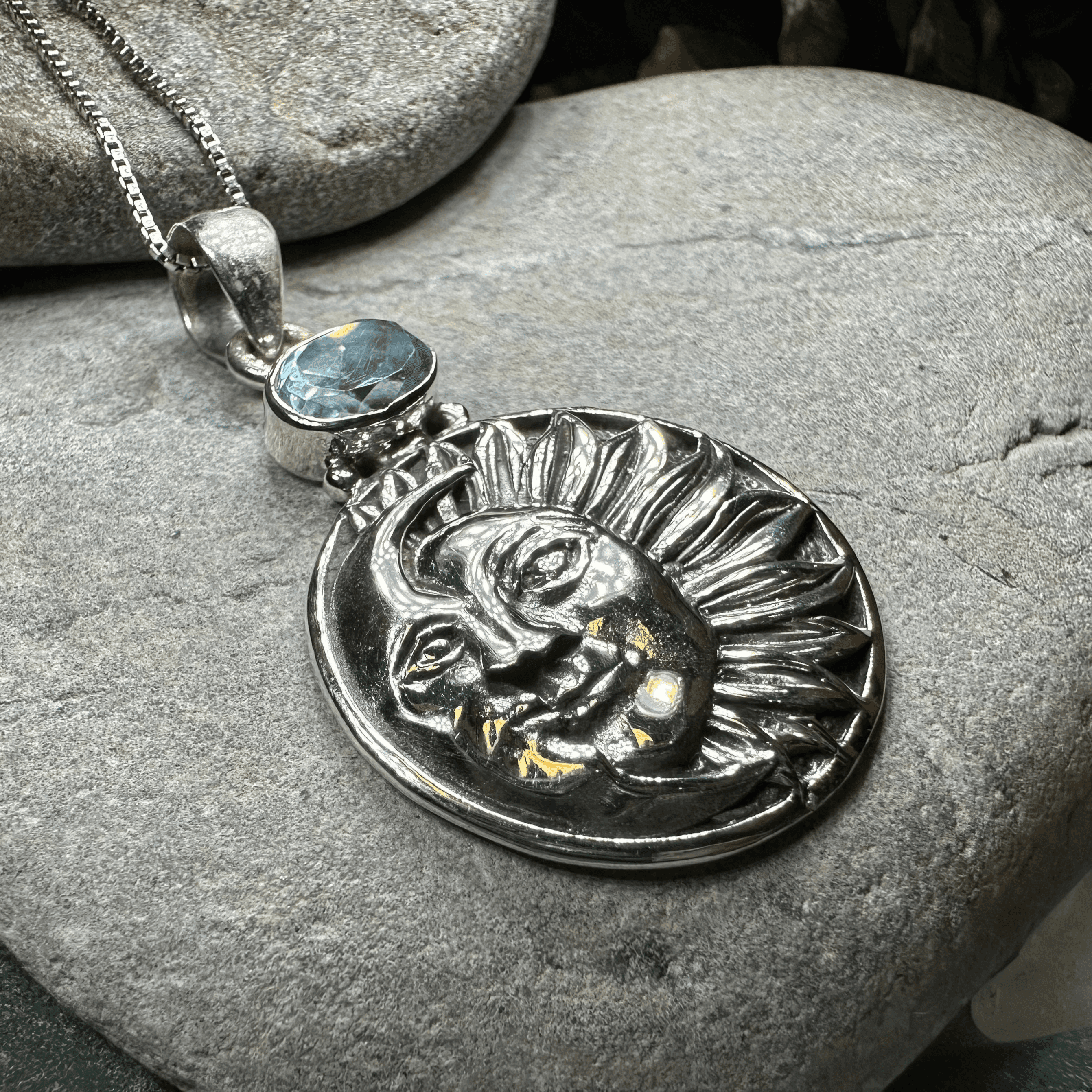 Summer Sun Necklace - Oval Blue Topaz