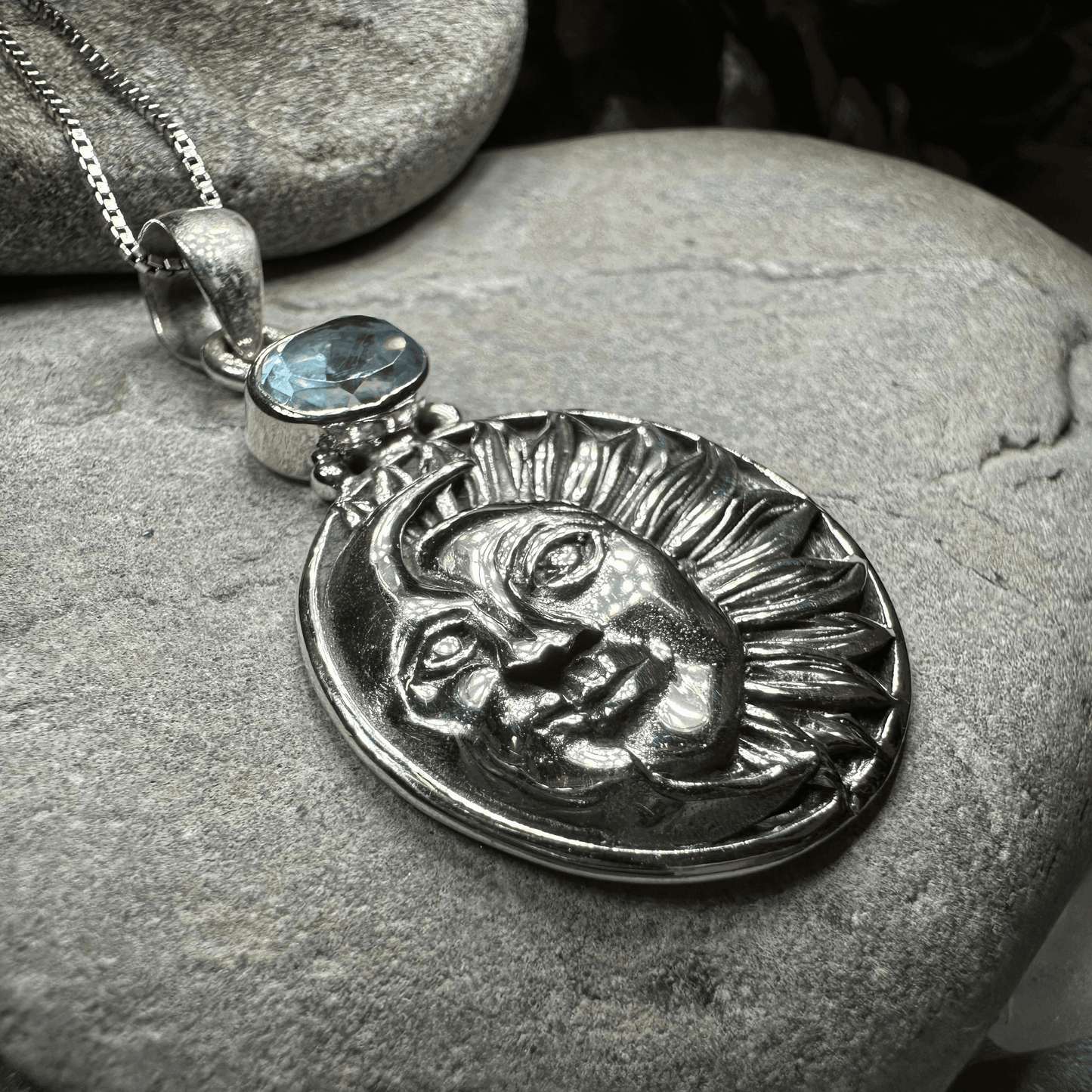 Summer Sun Necklace - Oval Blue Topaz