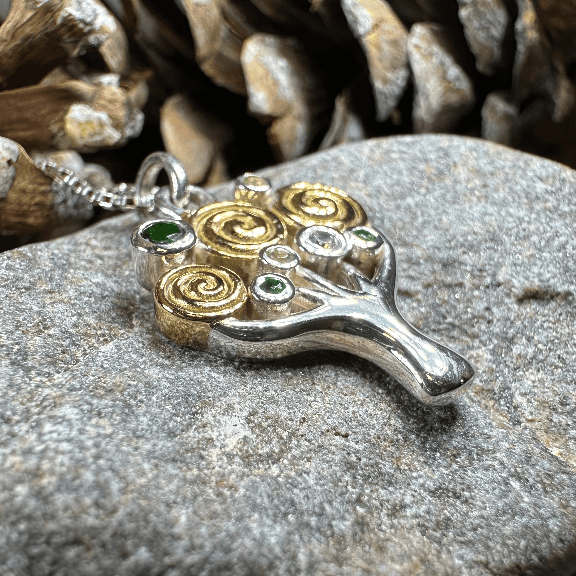 Shades of Green Tree of Life Necklace - 18