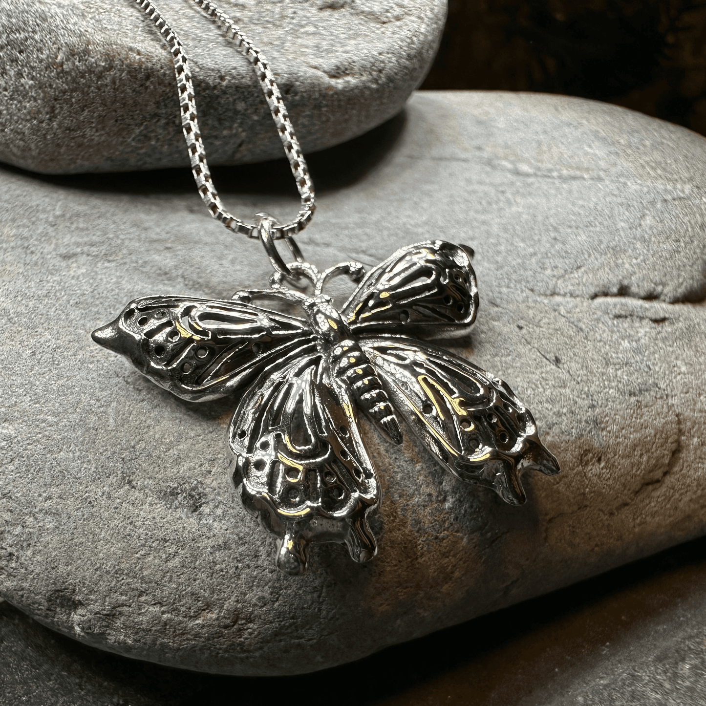 Celtic Butterfly Silver Necklace - 18